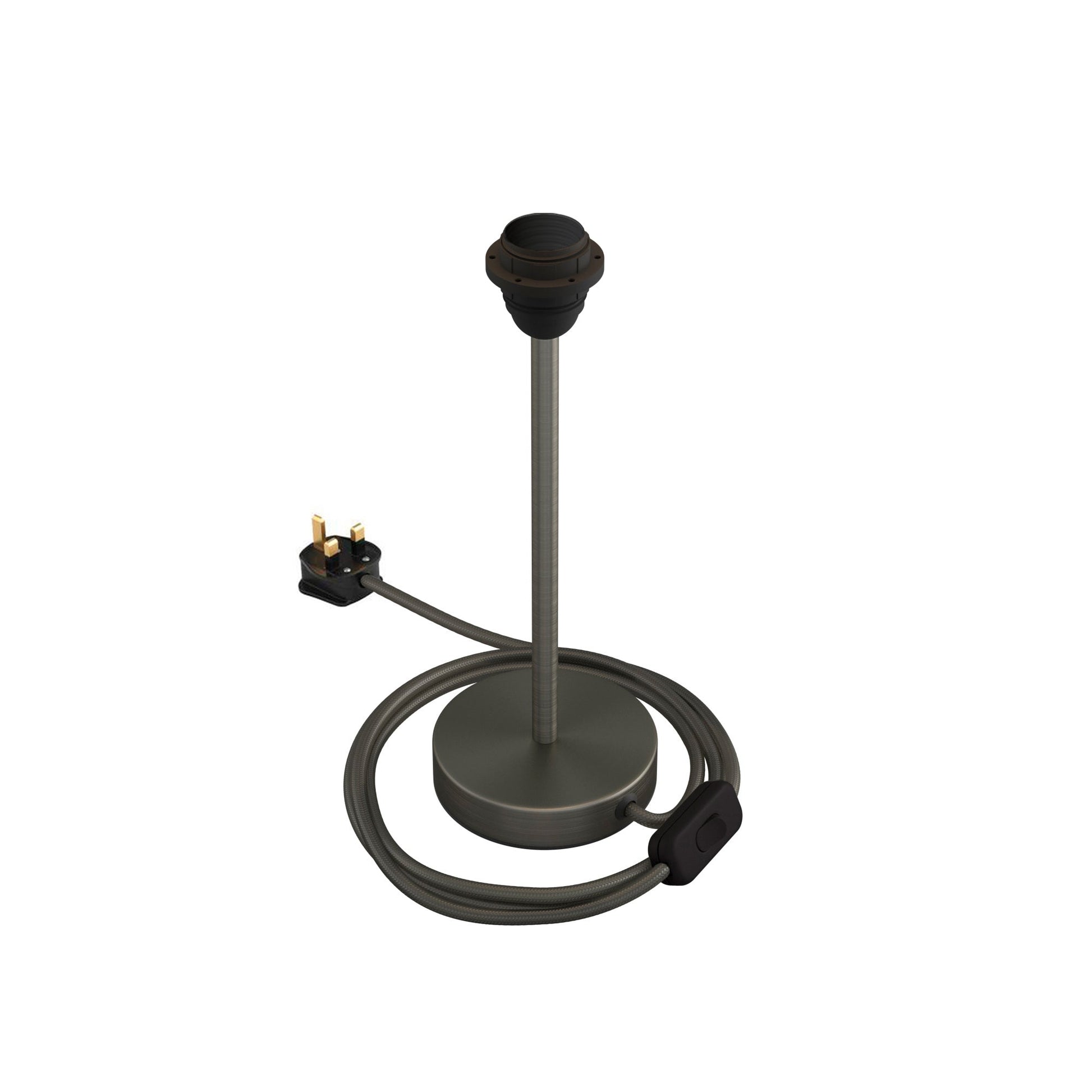 Alzaluce per paralume - Lampada da tavolo in metallo e spina UK - Titanio satinato 25 cm