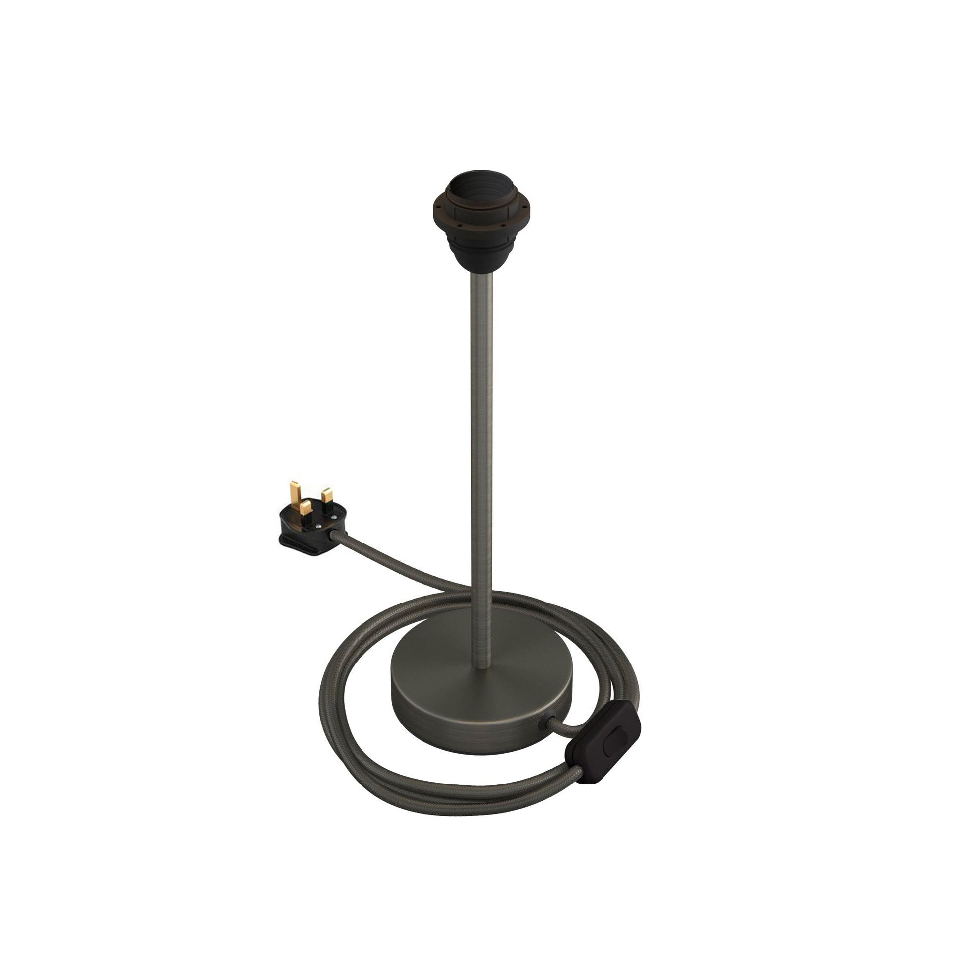 Alzaluce per paralume - Lampada da tavolo in metallo e spina UK - Titanio satinato 30 cm
