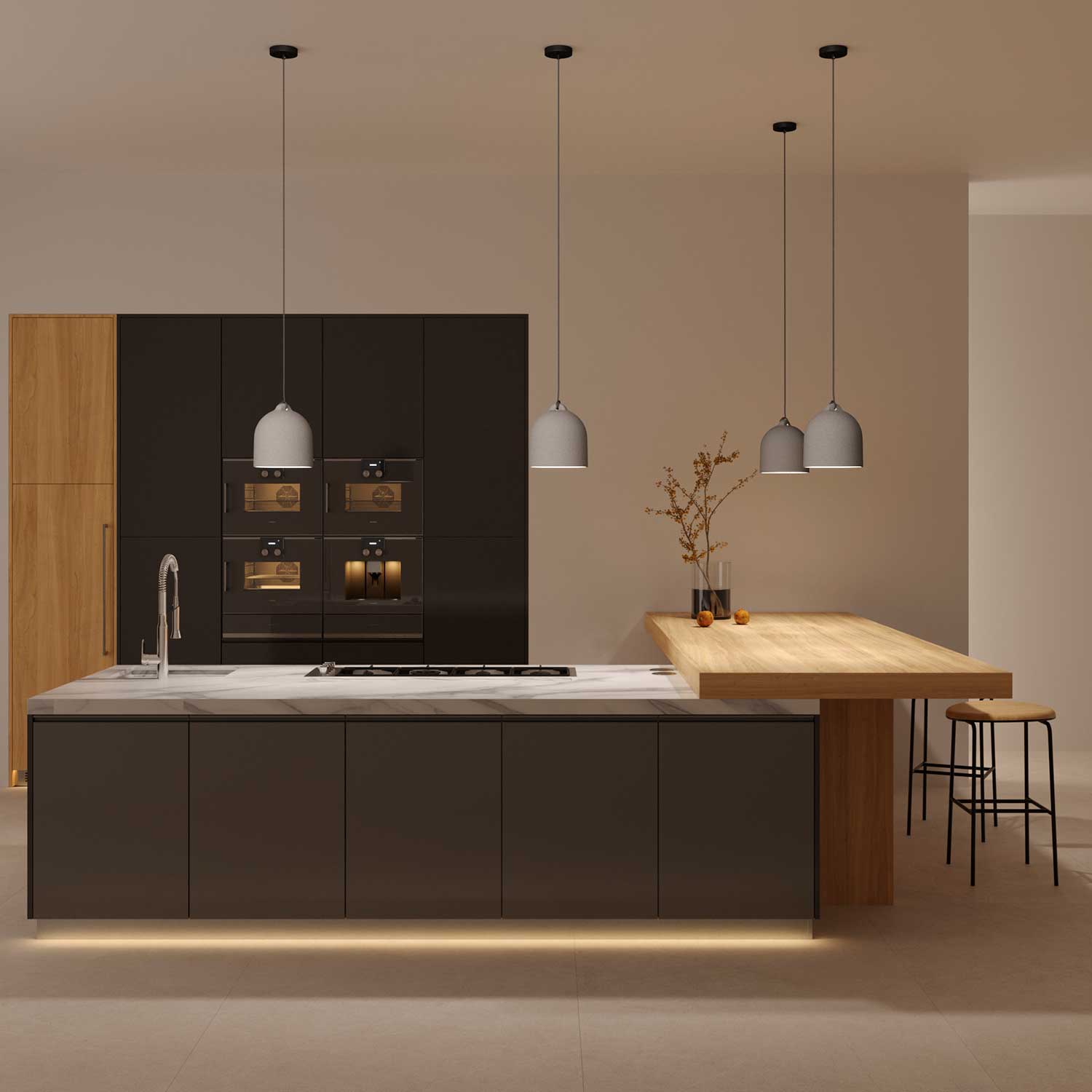 Campana, paralume M in ceramica per sospensione - Made in Italy - Effetto cemento