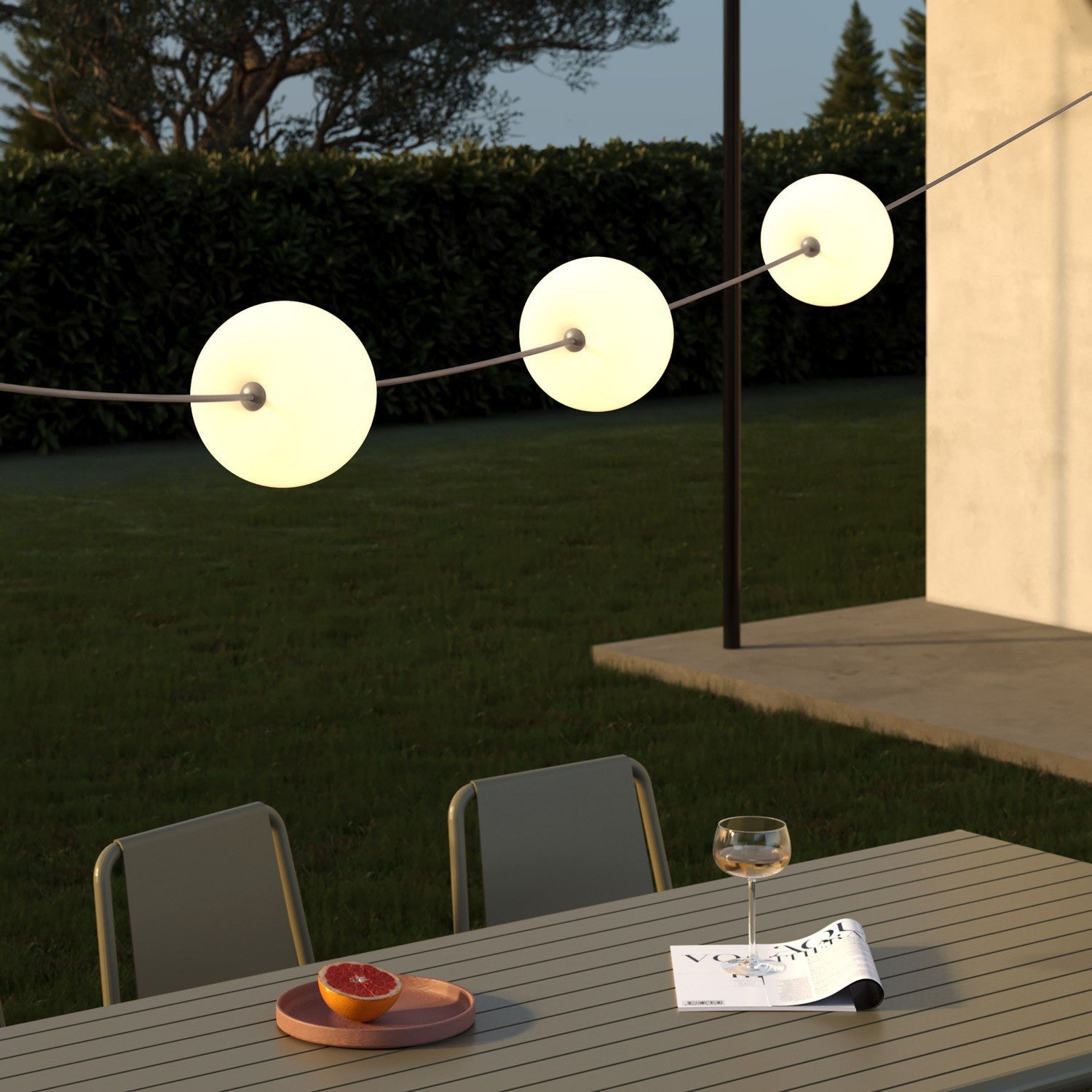 Catena luminosa 3 punti luce da esterno IP67 Desert Brown con spina UK - Marina3 Cherry 70 cm