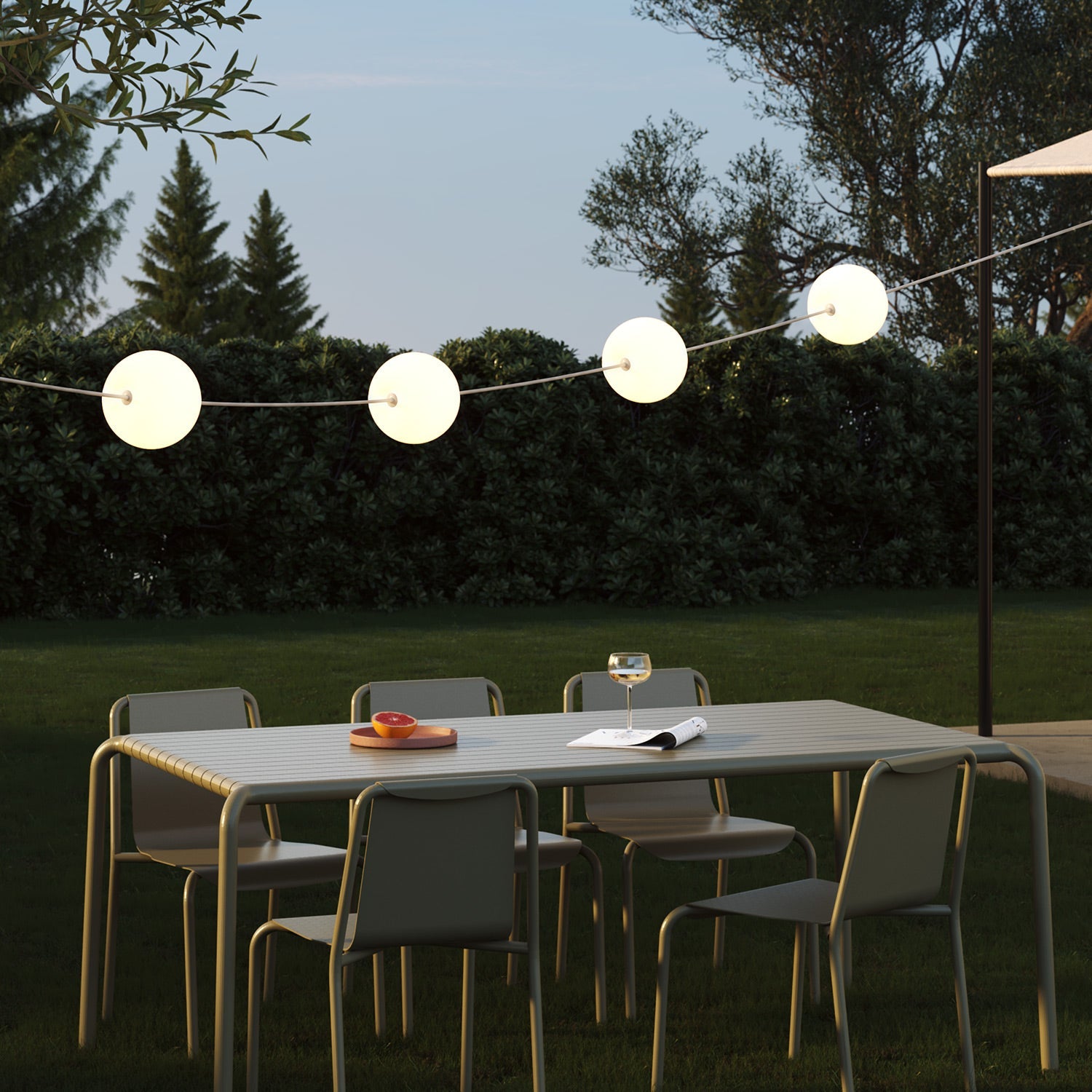 Catena luminosa 4 punti luce da esterno IP67 Desert Brown con spina UK - Marina4 Cherry 70 cm