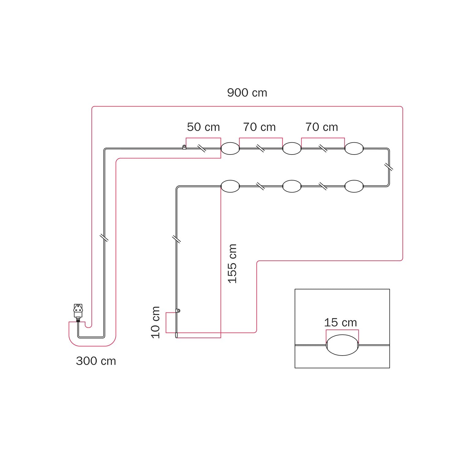 Catena luminosa 6 punti luce da esterno IP67 Bianco sabbia con spina UK - Marina6