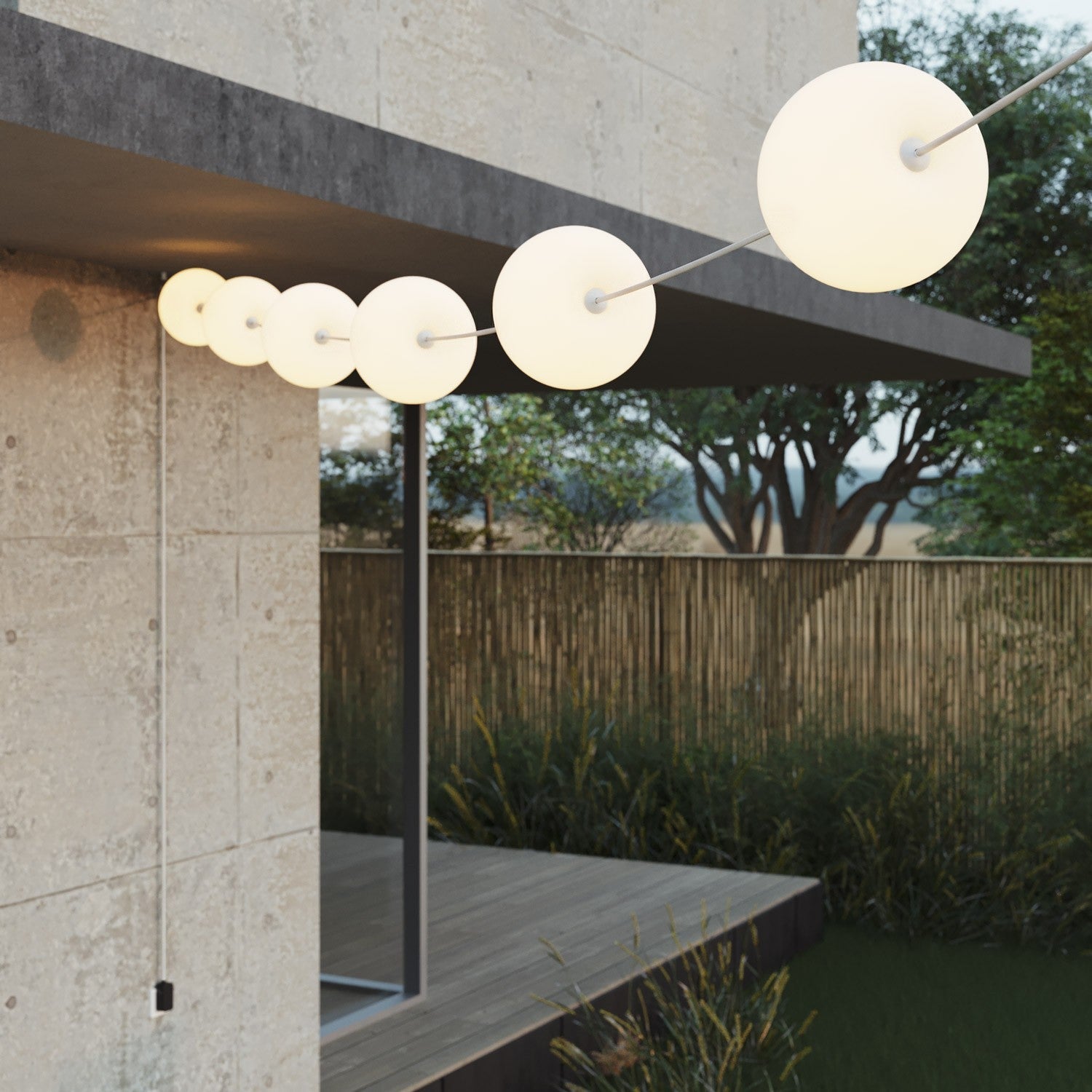 Catena luminosa 6 punti luce da esterno IP67 Bianco Sabbia con spina UK - Marina6 Cherry 70 cm