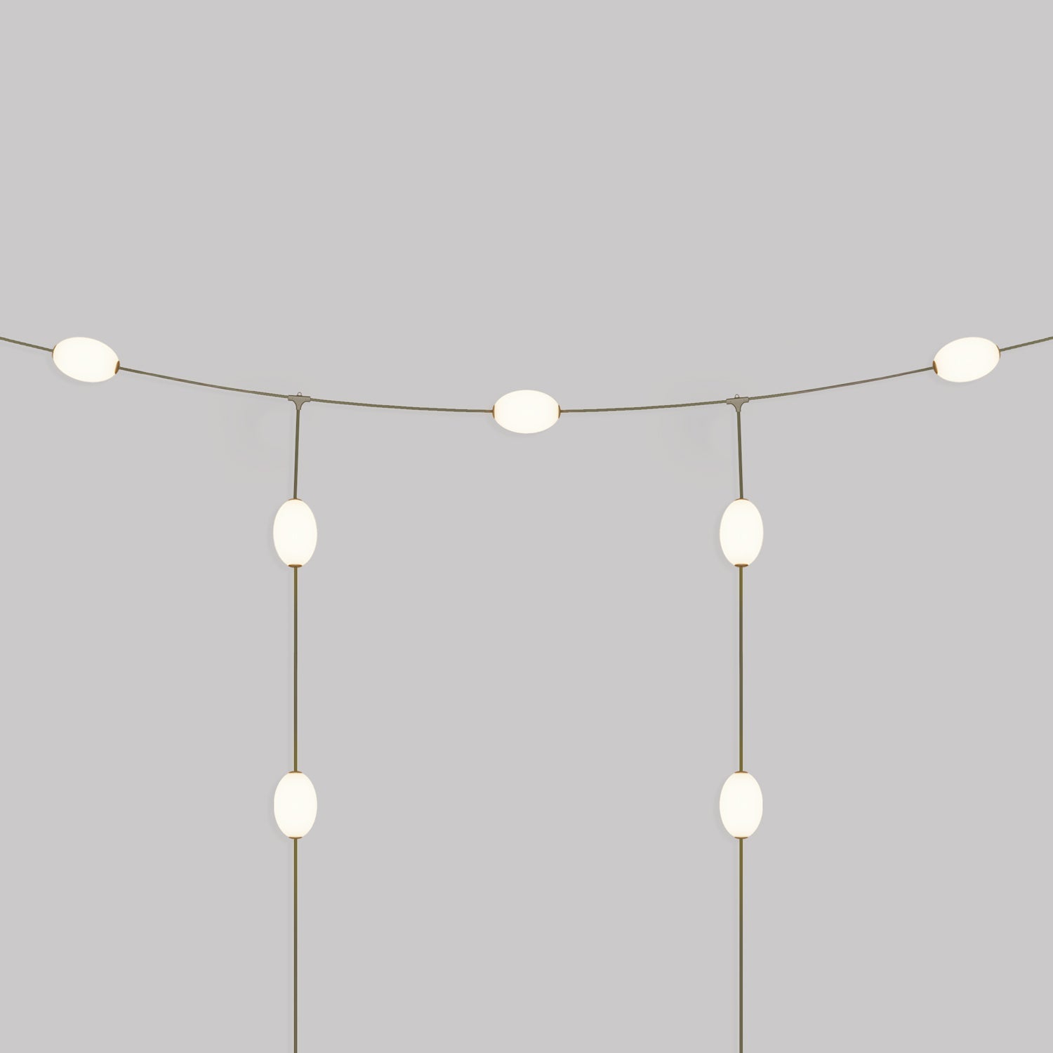 Catena luminosa reticolare 7 punti luce da esterno IP67 Verde oliva con spina UK - Marina GRID