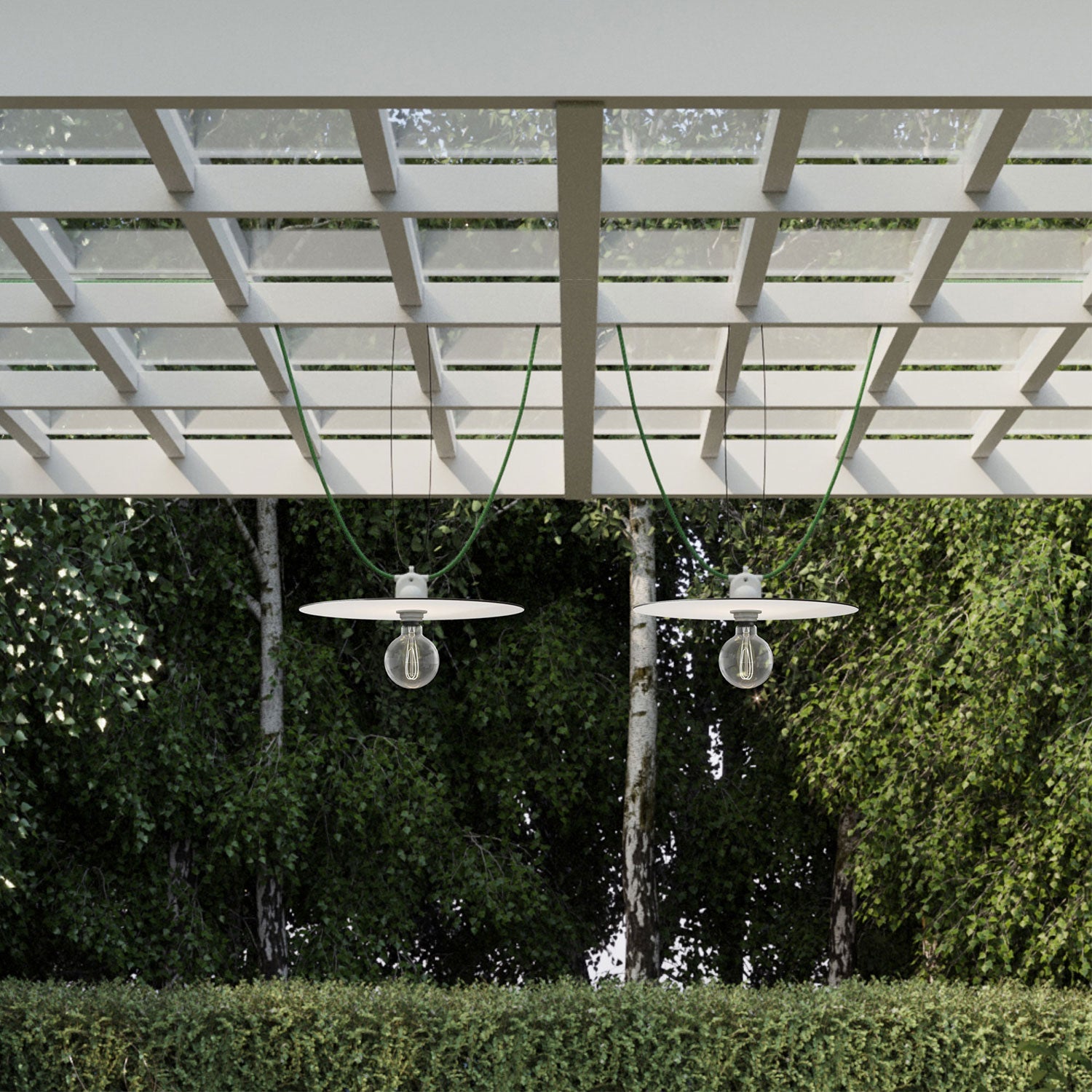 Catenaria Modulair da esterno IP65 portatile con 2 paralumi e spina UK - Bianco