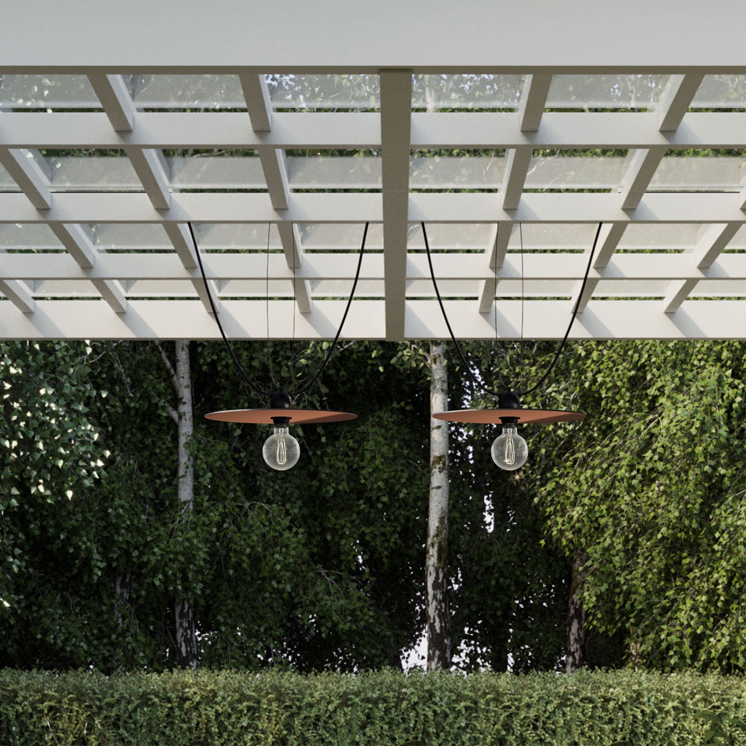 Catenaria Modulair da esterno IP65 portatile con 2 paralumi e spina UK - Rame e Bronzo