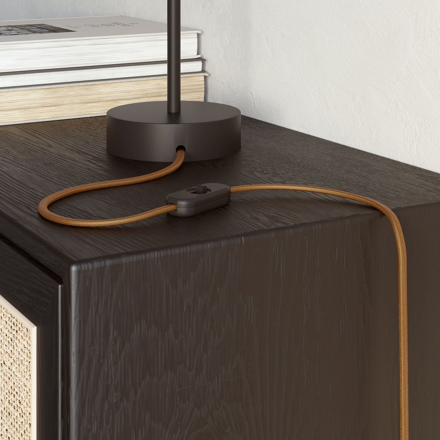 Cavo elettrico piatto ricoperto in tessuto color Whiskey - PM22