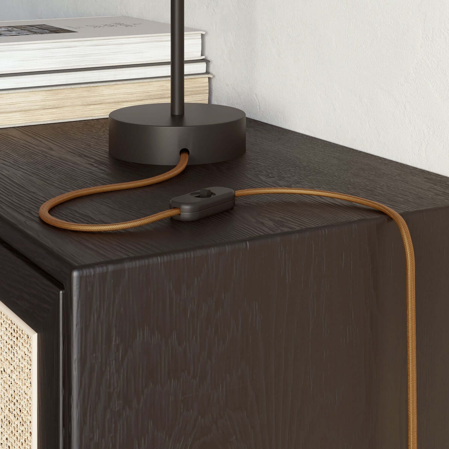 Cavo elettrico piatto ricoperto in tessuto color Whiskey - PM22