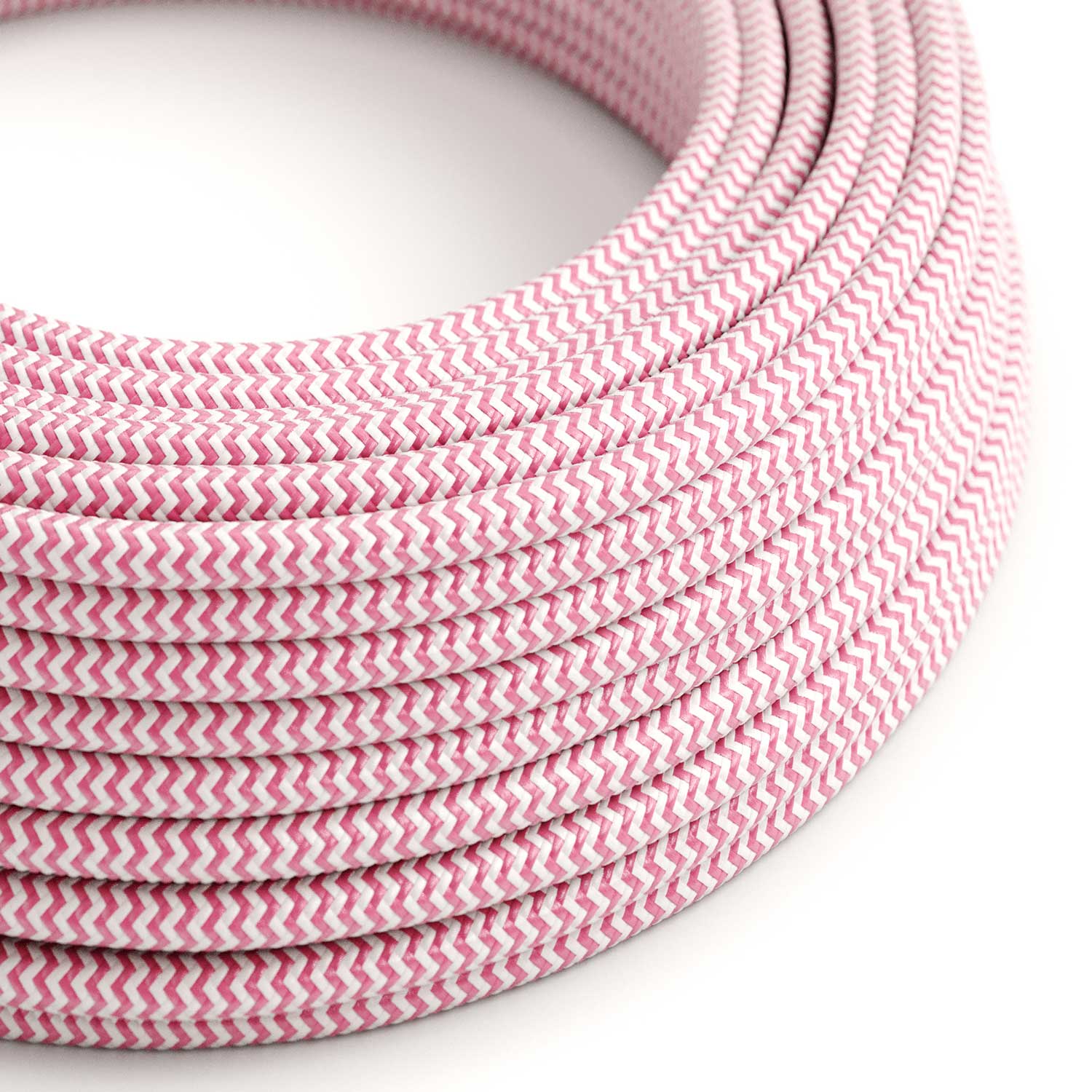 Cavo per illuminazione lucido Rosa Fucsia e Bianco Ottico ZigZag - L'Originale Creative Cables, per lampade moderne - RZ08