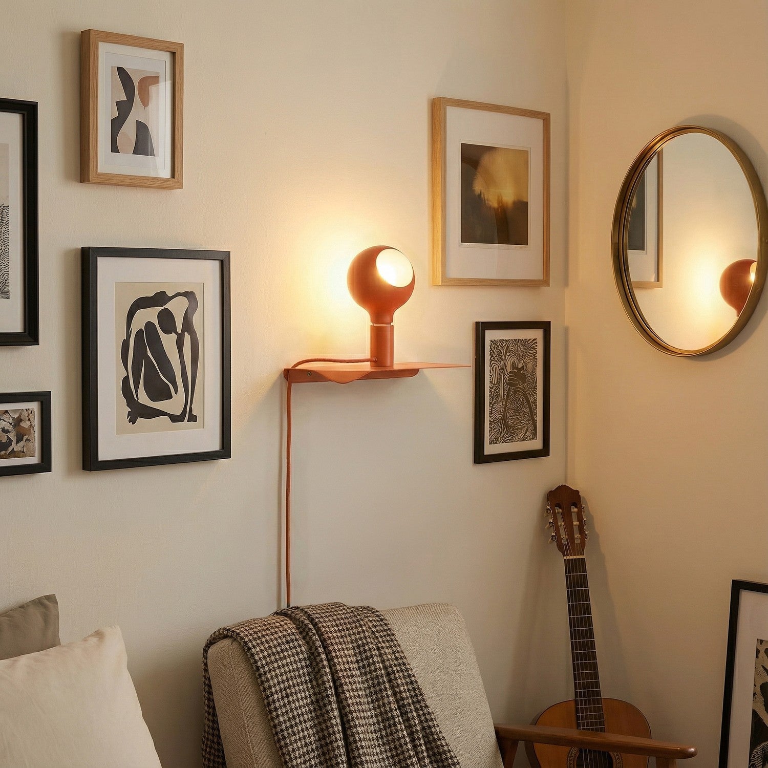 Combo Camo - Lampada con mensola e spina UK - Arancione - Creative Cables