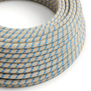Corda elettrica in tessuto Blu Steward e Beige Stripes - L'Originale Creative Cables, per lampade DIY - RD55