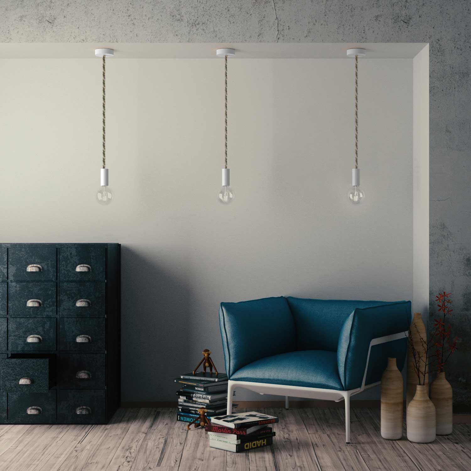 Cordone elettrico 3x0,75 rivestito in lino naturale e cotone grezzo