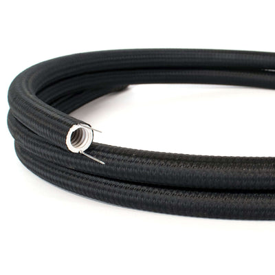 Creative-Tube, 20 mm diameter, silk-effect RM04 Black fabric covering, mouldable conduit for cable management