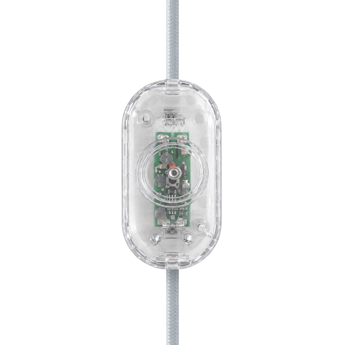 Dimmer universale per lampade da tavolo/terra con pulsante a pressione per lampadine LED e incandescenza - Design by Achille Castiglioni - Trasparente