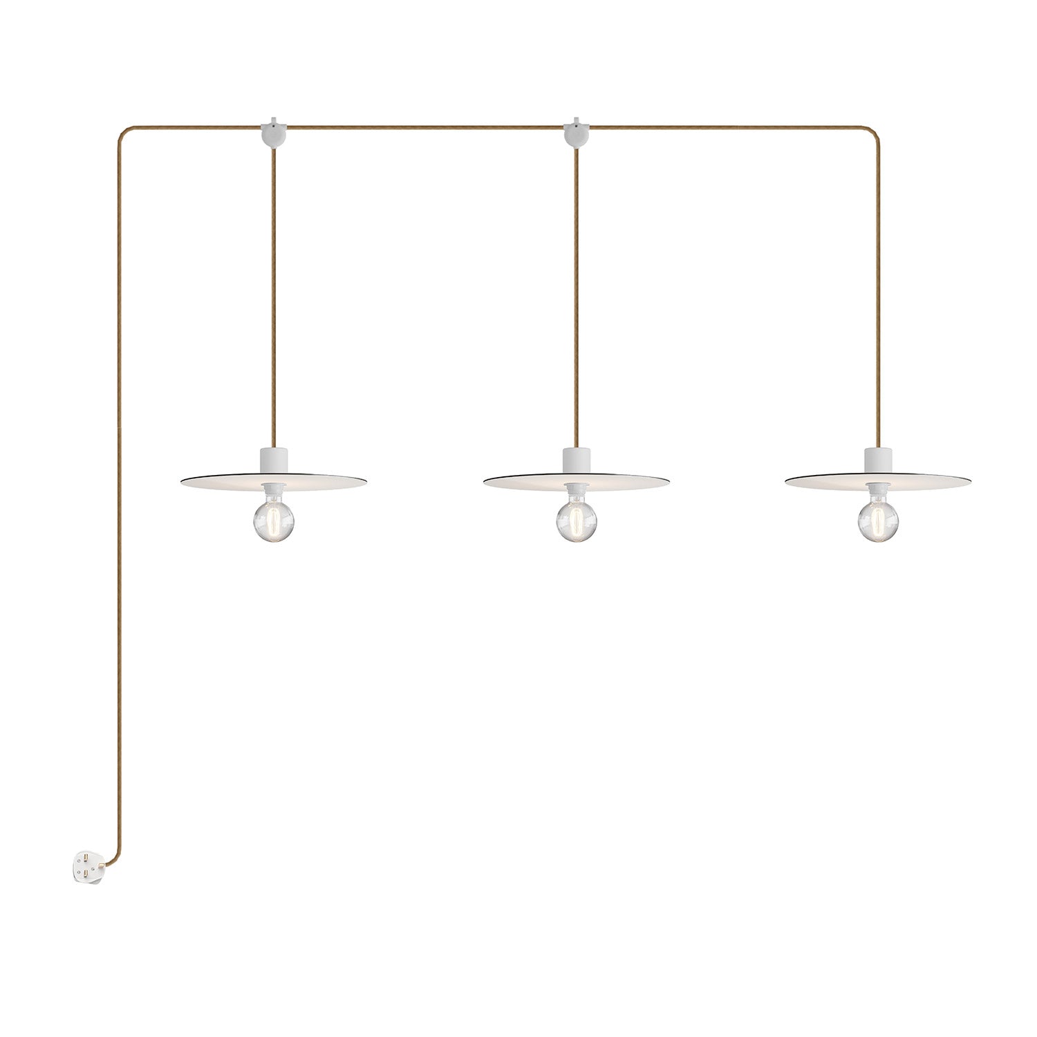 E-Snake Modulair Lampada da esterno IP65 portatile a 3 luci con paralumi e spina UK - Bianco