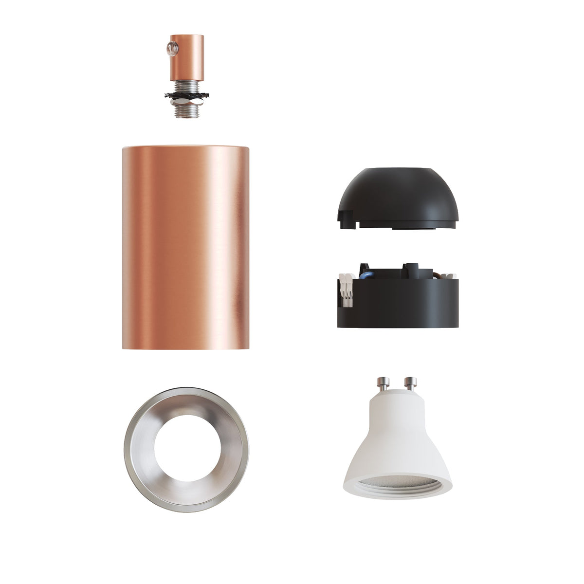 Faretto GU10 Spotlight LED Bispot - Rame satinato / Titanio satinato - Creative Cables