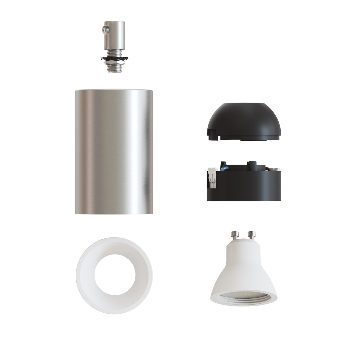 Faretto GU10 Spotlight LED Bispot - Titanio satinato / Bianco opaco - Creative Cables