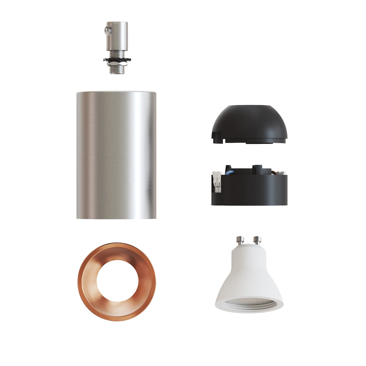 Faretto GU10 Spotlight LED Bispot - Titanio satinato / Rame satinato - Creative Cables