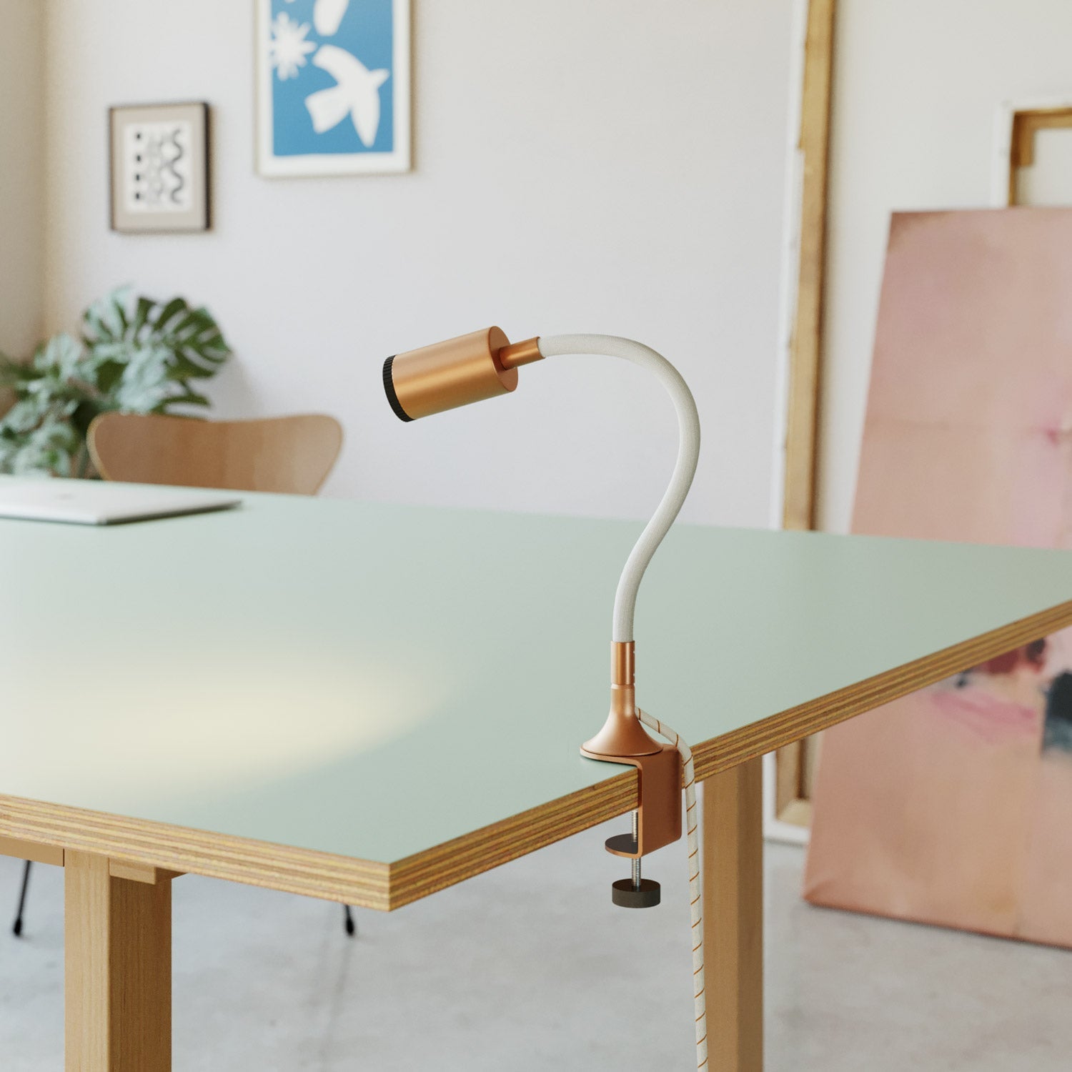 Faretto snodabile MAG-Y con pinza e spina UK - Rame satinato