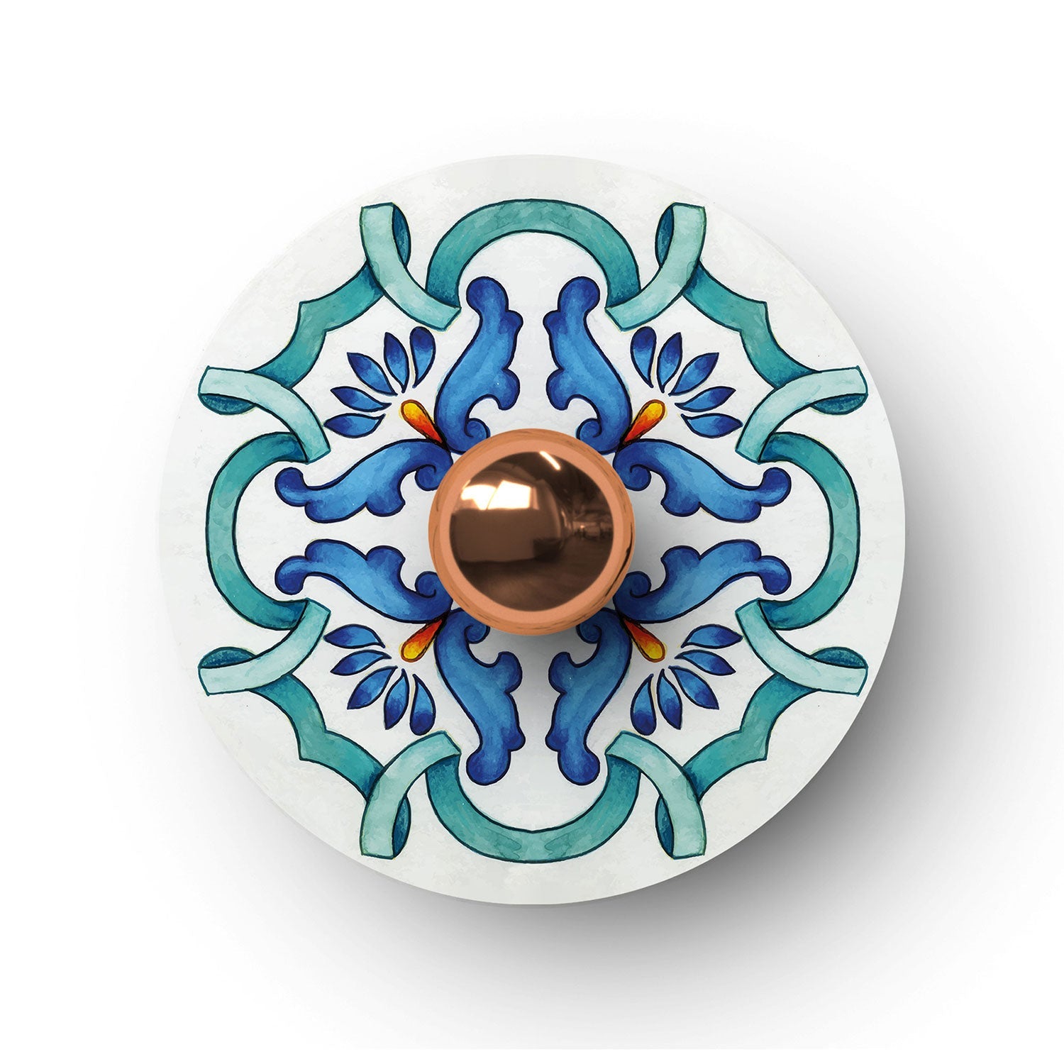 Fermaluce con mini piatto Ellepì 'Maioliche' Blu - Creative Cables