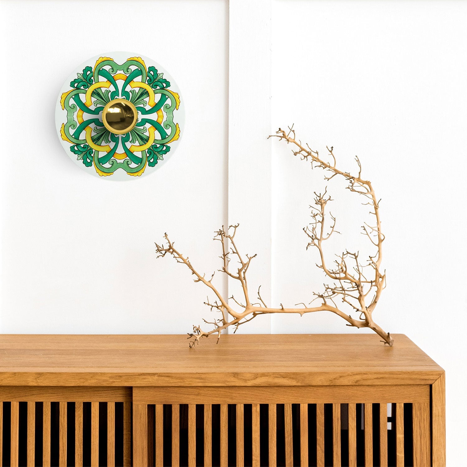 Fermaluce con mini piatto Ellepì 'Maioliche' Giallo e Verde