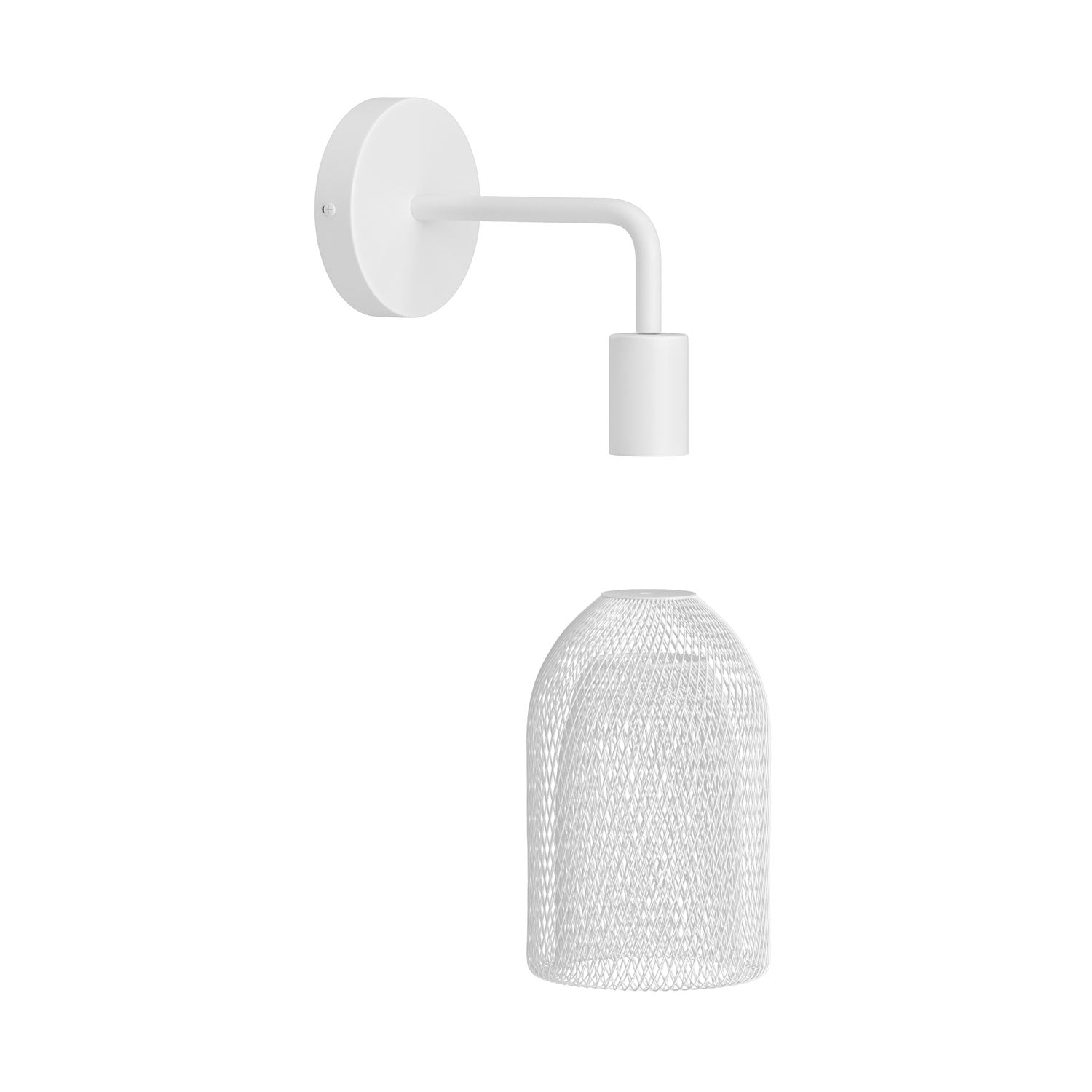 Fermaluce Metal con paralume Ghostbell, lampada a muro in metallo con estensione curva - Bianco