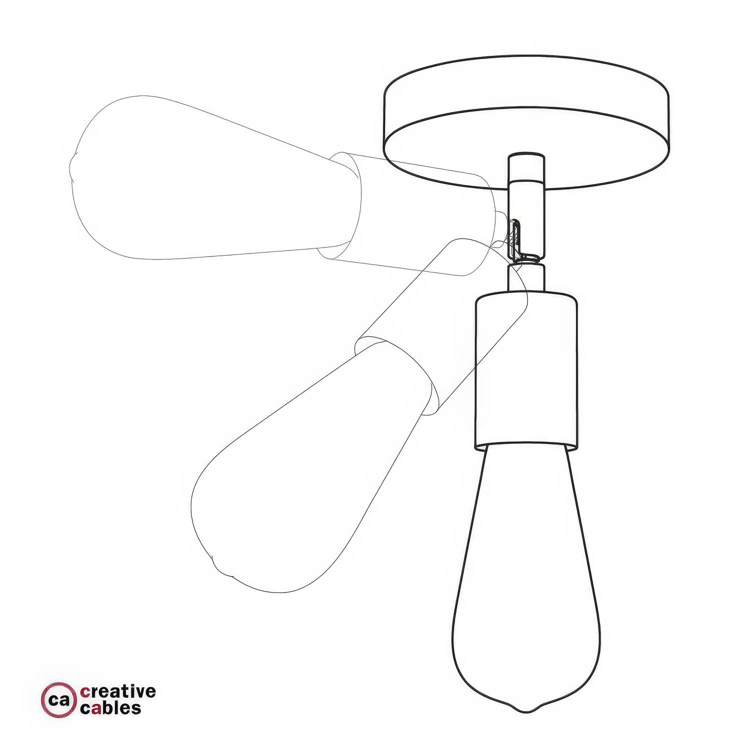 Fermaluce Metallo 90°, punto luce orientabile da parete o soffitto - Ottone