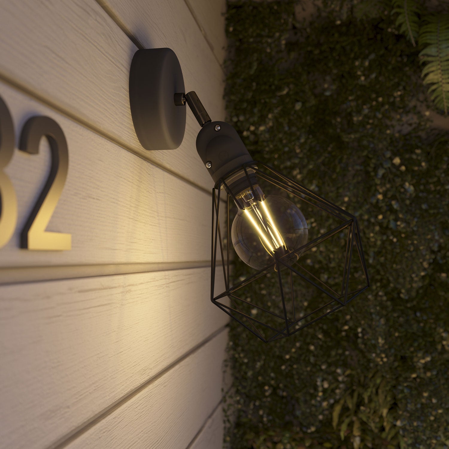 Fermaluce Modulair con snodo orientabile, paralume Diamond e portalampada IP65 waterproof - Nero