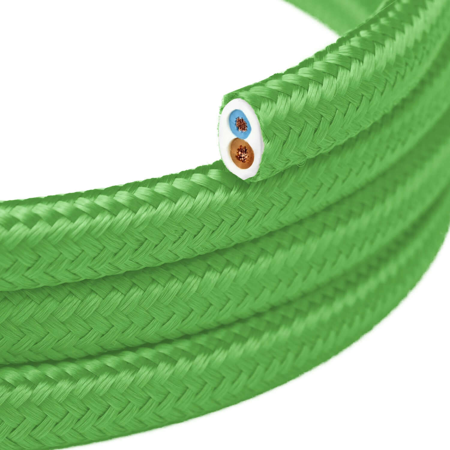 Filo elettrico piatto ricoperto in tessuto lucido Verde Lime - PM18