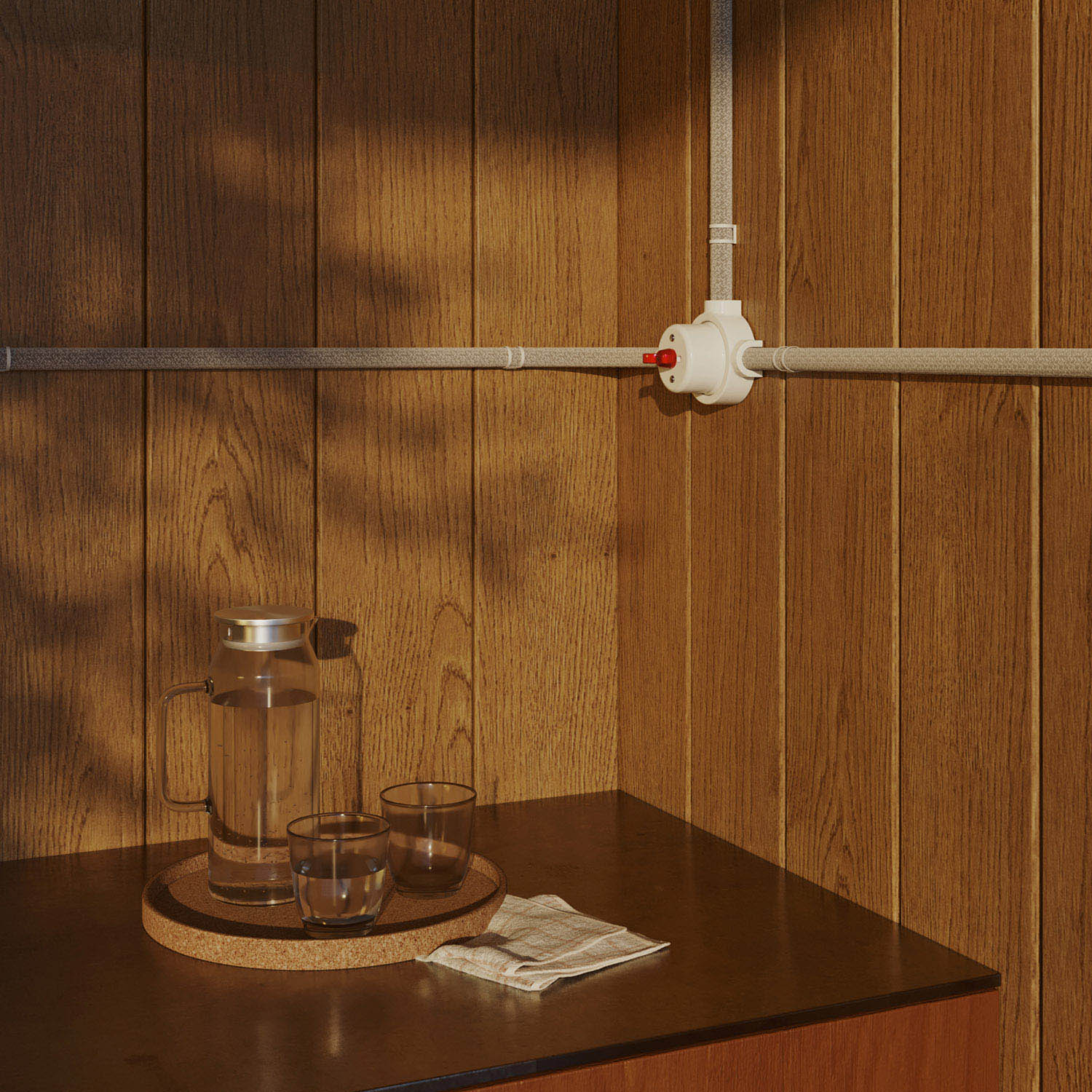 Kit interruttore/deviatore con dado a farfalla e base per Creative-Tubes in porcellana bianca Rosso 3