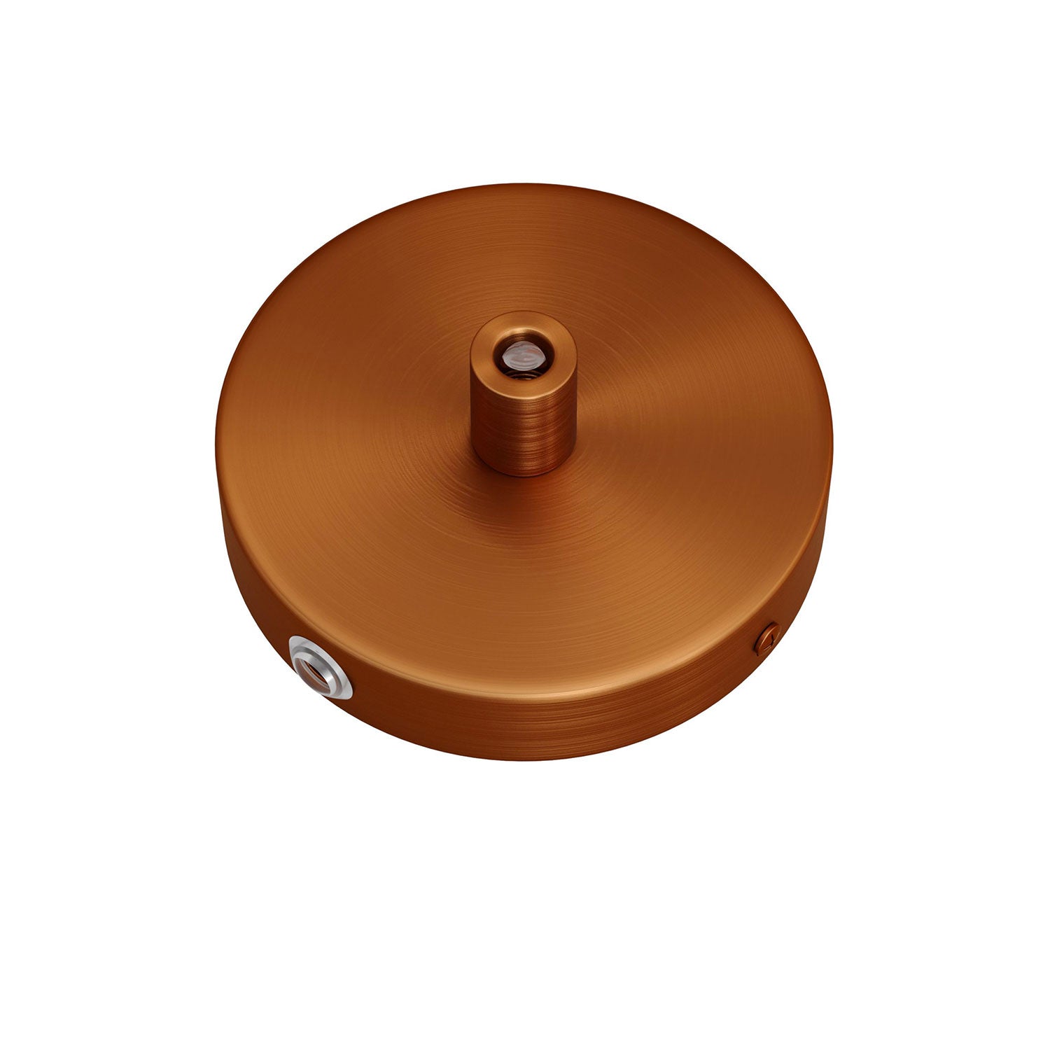 Kit Mini rosone cilindrico in metallo a 1 foro centrale e 2 laterali - Rame satinato Cilindrico