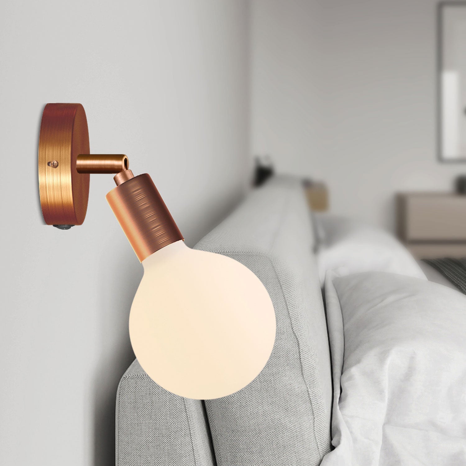 Kit mini rosone cilindrico in metallo con interruttore - Rame satinato