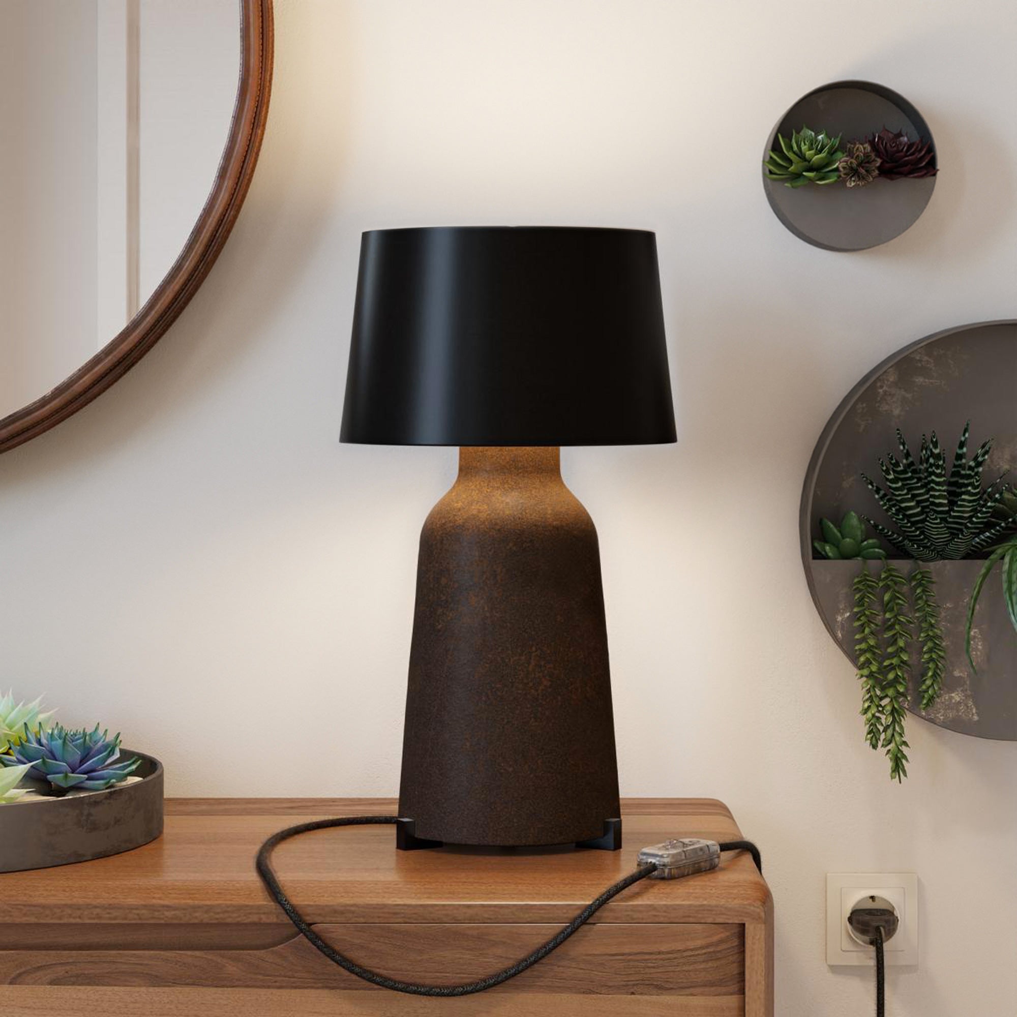 Kit piedini in legno, supporto per lampada da tavolo - Nero