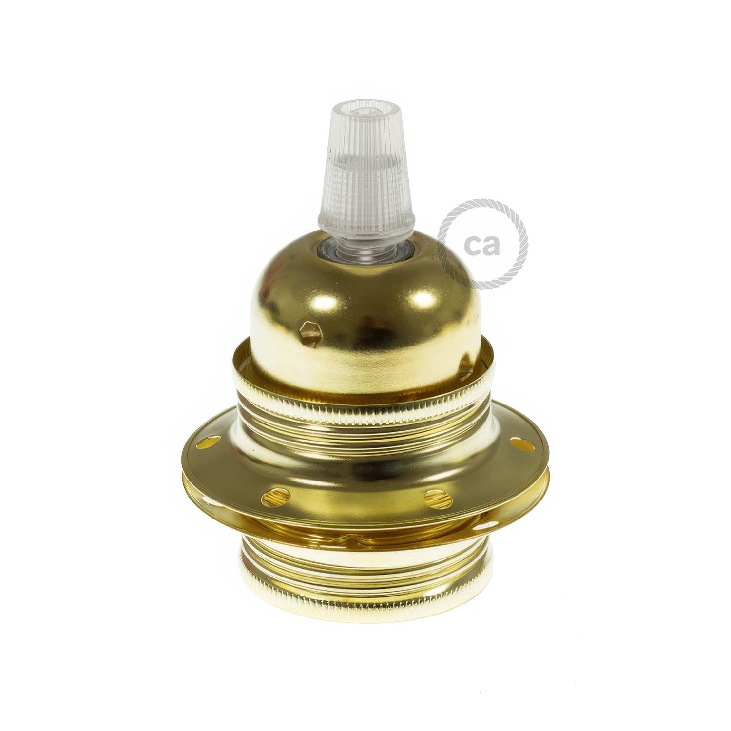 Kit portalampada E27 in metallo con doppia ghiera per paralume - Ottone Conico