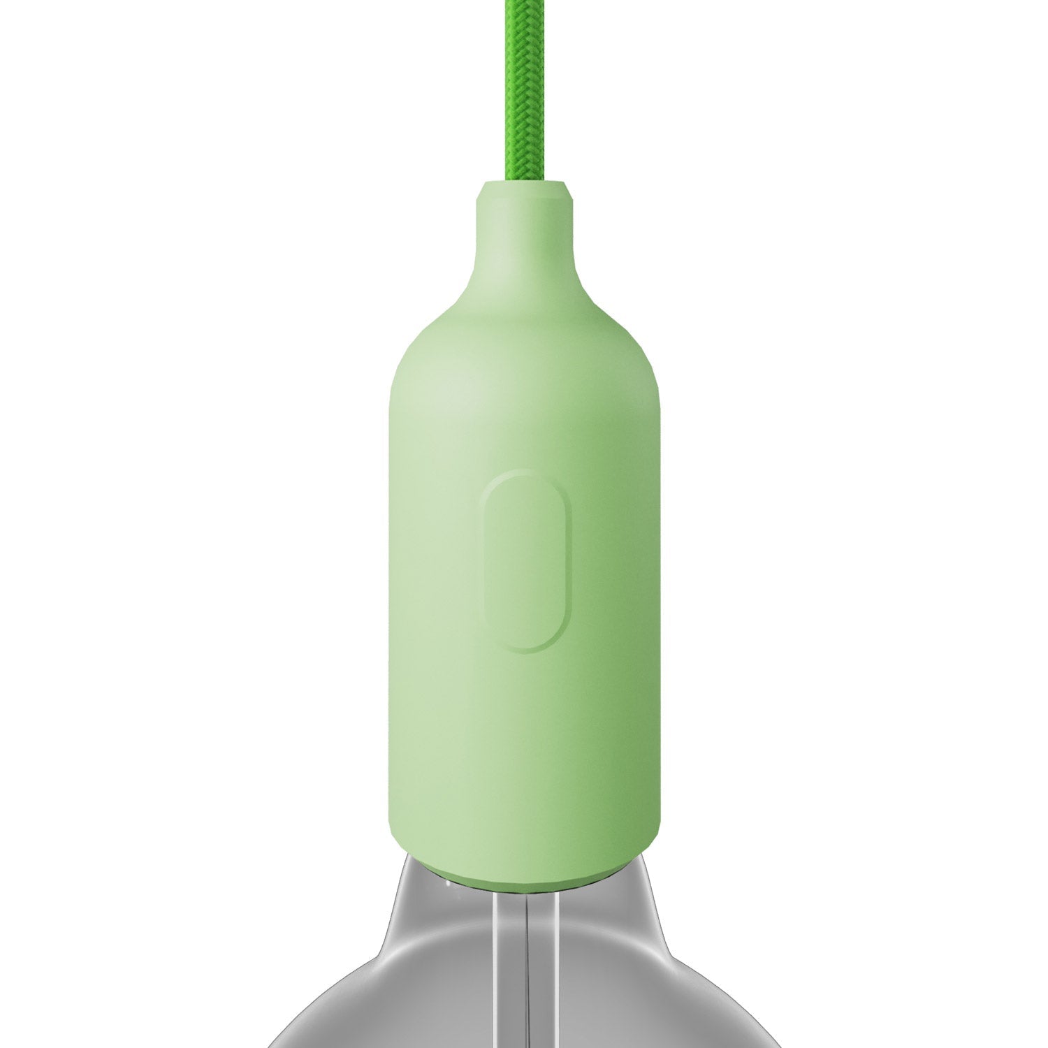 Kit portalampada E27 in silicone con interruttore e serracavo nascosti - Verde prato