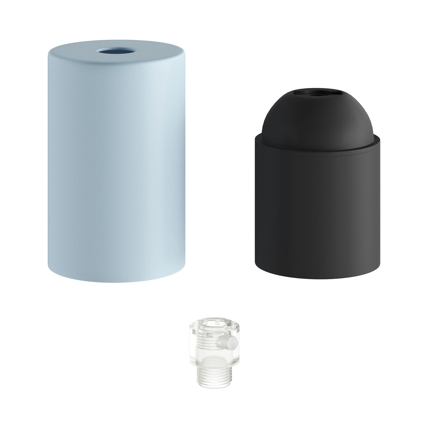 Kit portalampada E27 Pastel in metallo con serracavo nascosto - Blu carta da zucchero