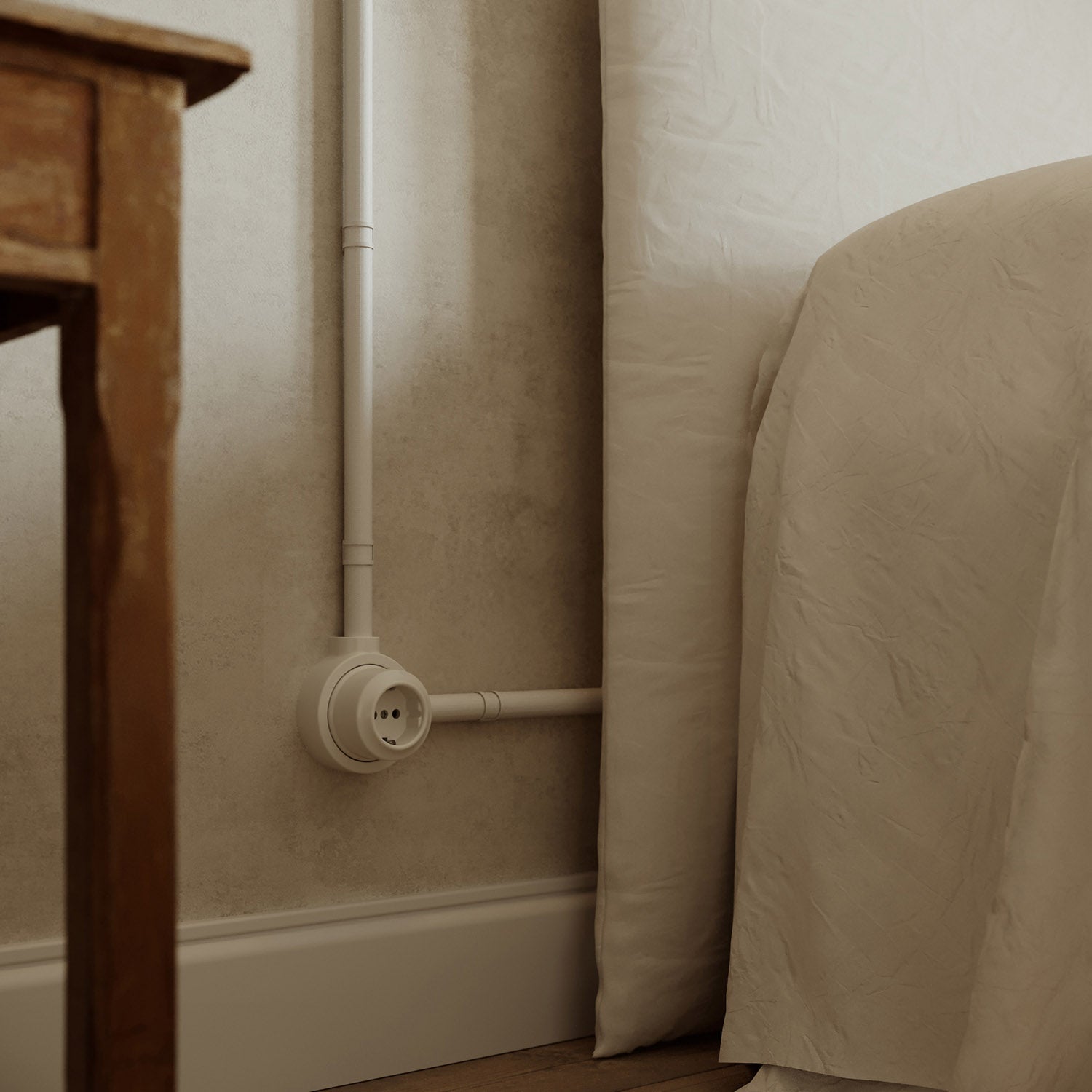 Kit presa Schuko da parete e base per Creative-Tubes in porcellana - Bianco 2