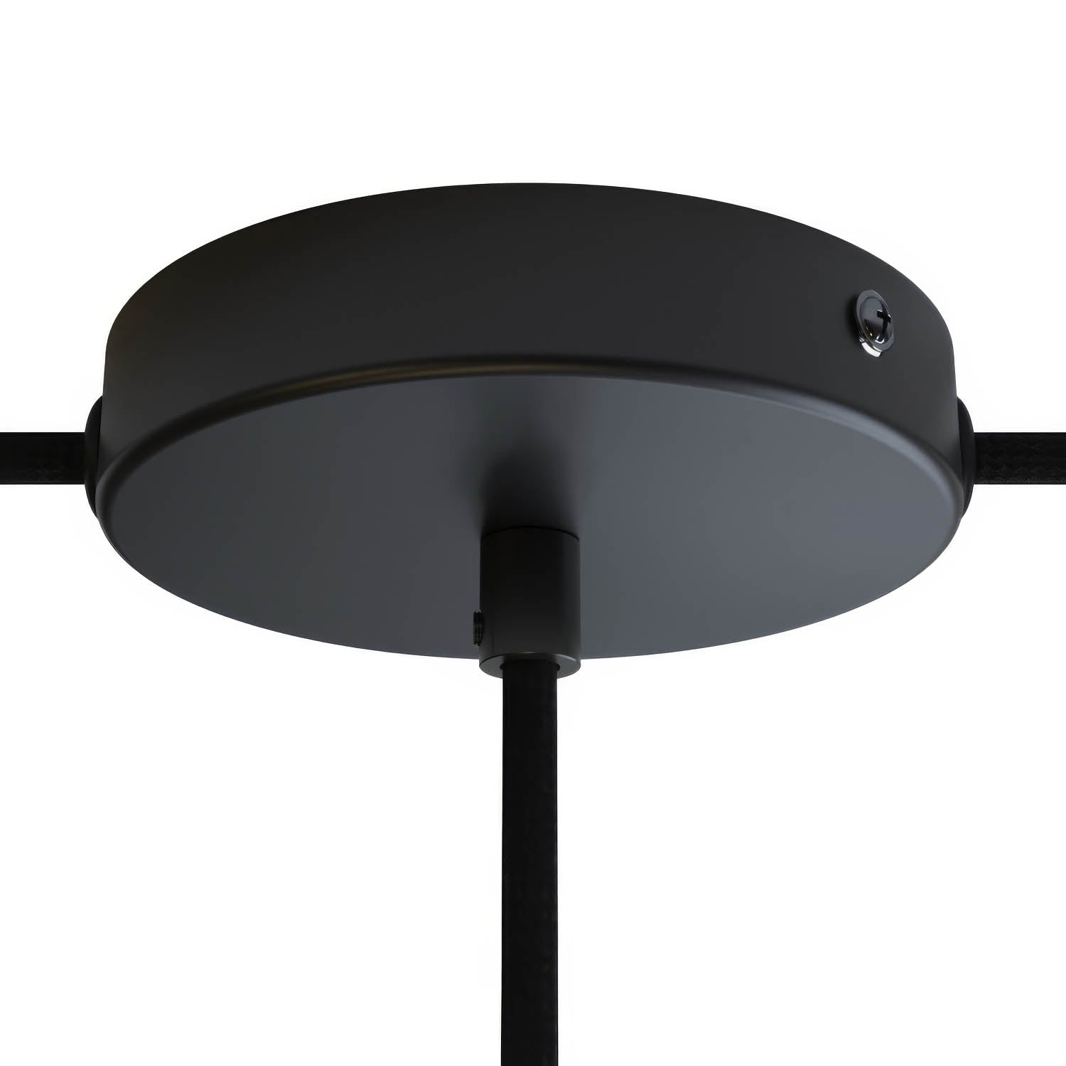 Kit rosone cilindrico in metallo a 1 foro centrale e 2 fori laterali - Nero Cilindrico