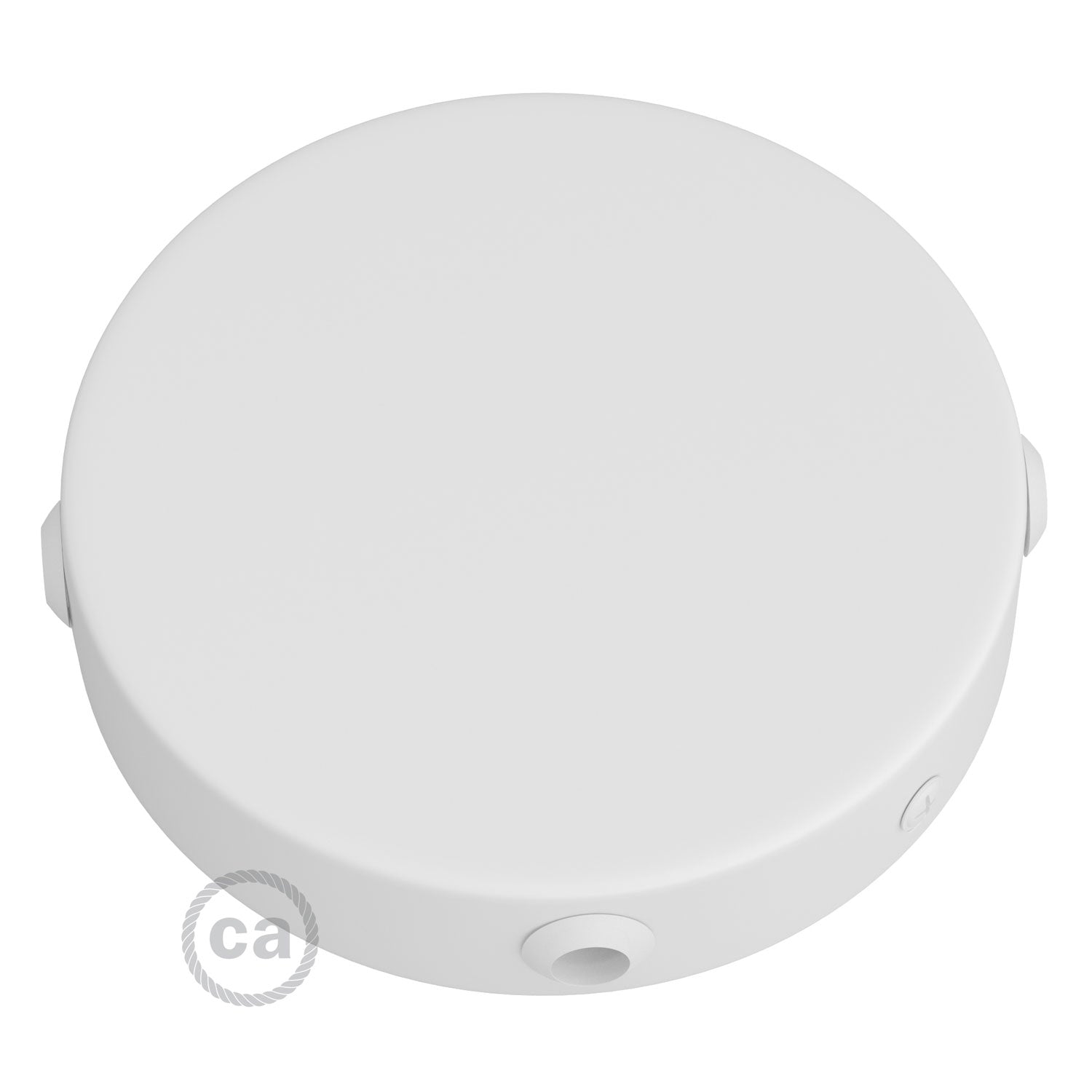 Kit rosone cilindrico in metallo a 4 fori laterali (scatola di derivazione) - Bianco opaco