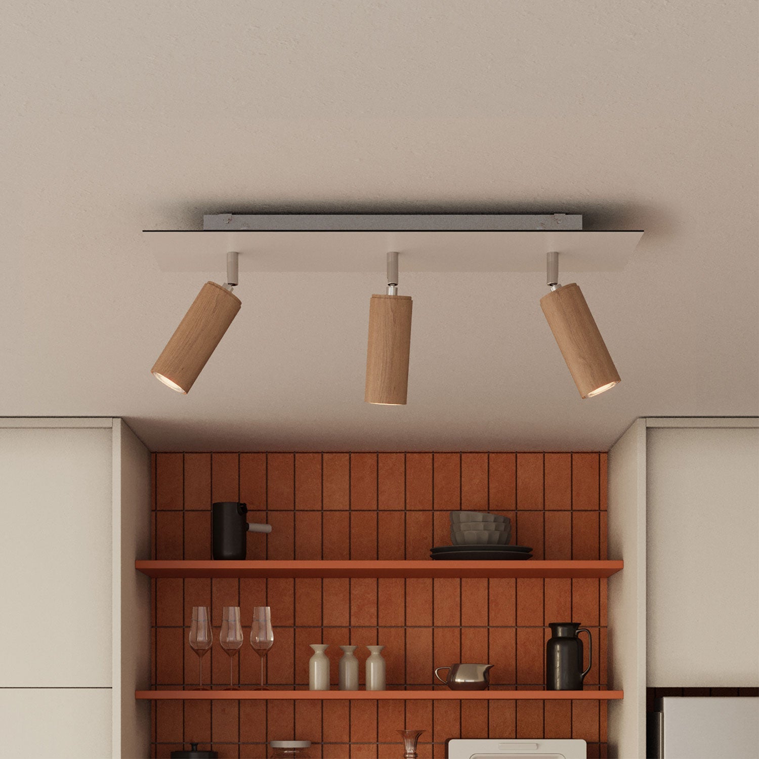 Lampada a 3 faretti con paralume Tub-E14 e Rose-One XXL rettangolare - Neutro