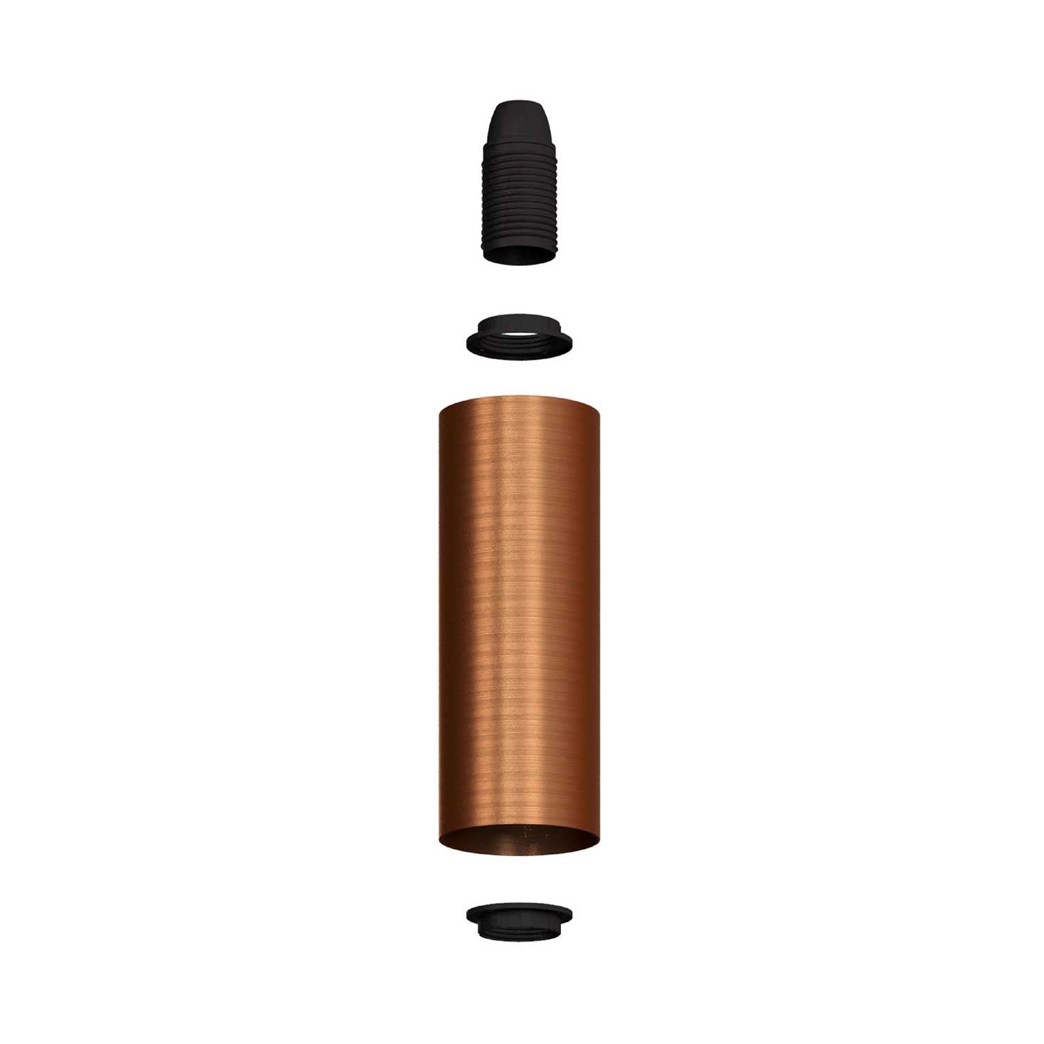 Lampada a 4 faretti con paralume Tub-E14 e Rose-One XXL rotondo - Rame satinato