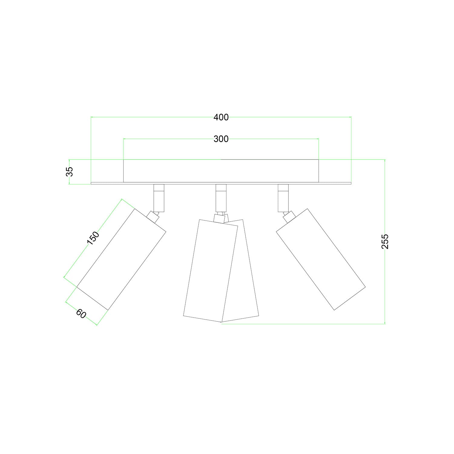 Lampada a 4 faretti con paralume Tub-E14 e Rose-One XXL rotondo - Rame satinato