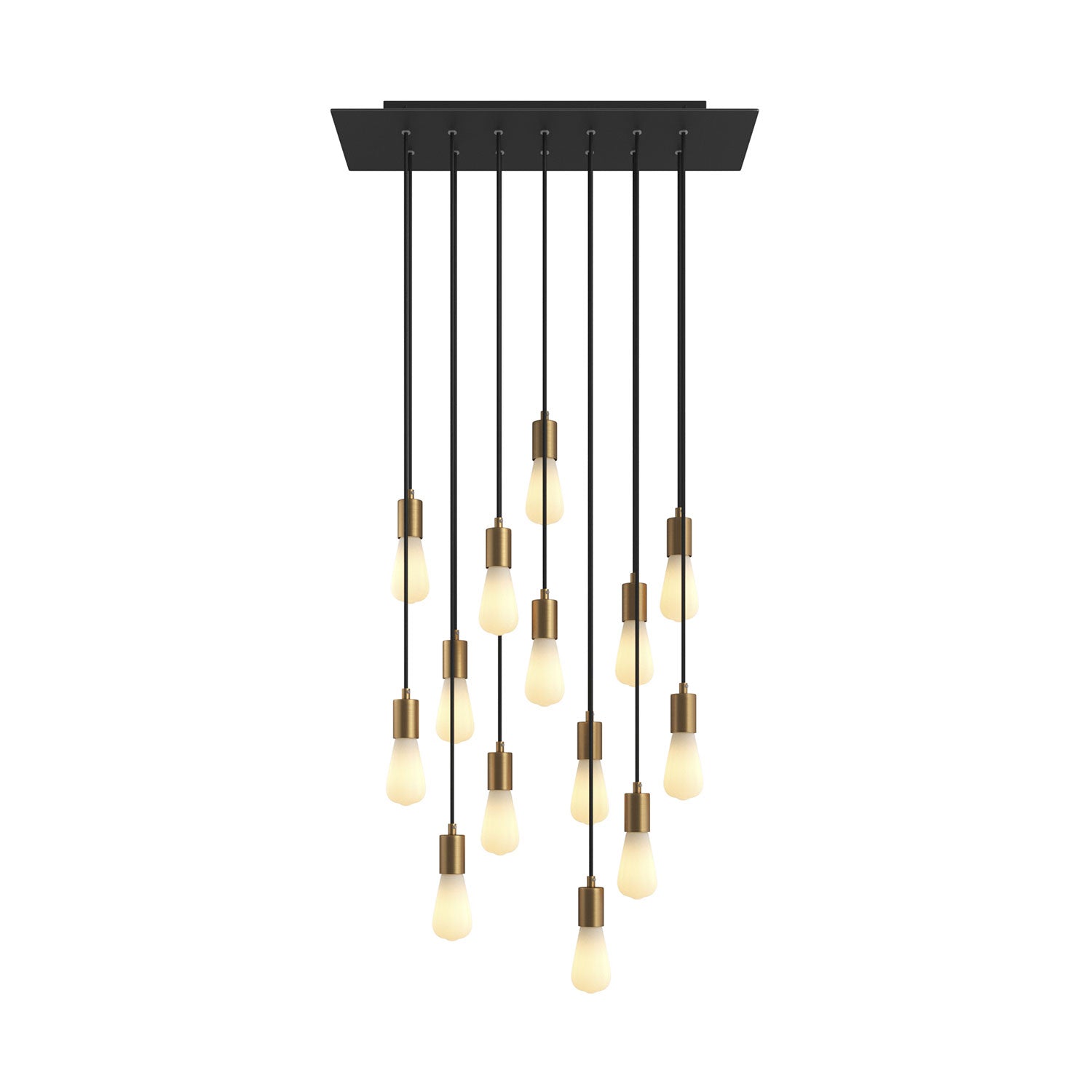 Lampada a sospensione a 14 cadute con XXL Rose-One rettangolare 675 mm con finiture in metallo - Nero opaco