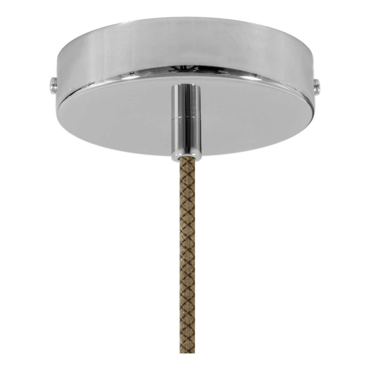 Lampada a sospensione completa di cavo tessile, paralume Bottiglia in ceramica e finiture in metallo - Tortora striato