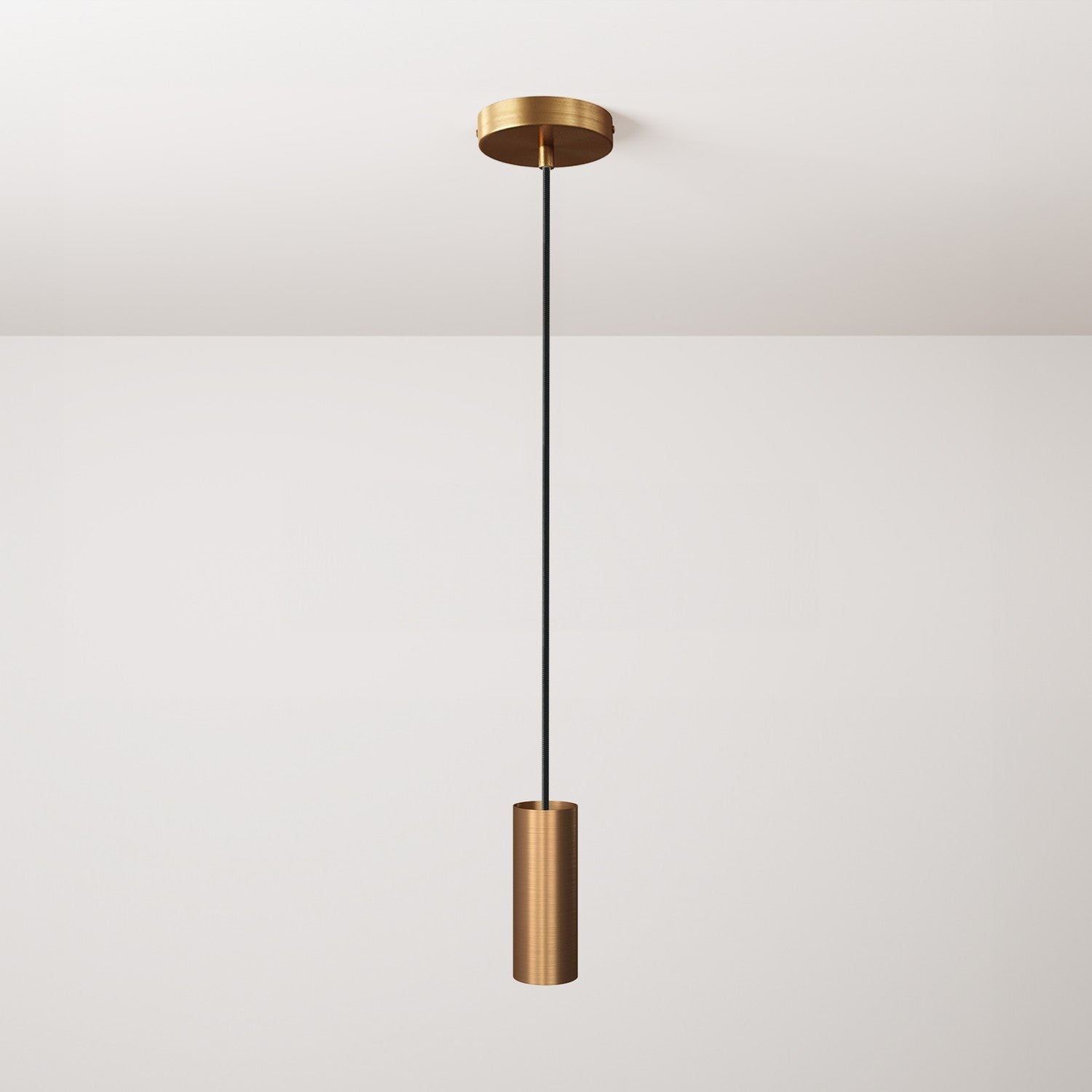 Lampada a sospensione completa di cavo tessile, paralume Tub-E14 e finiture in metallo - Bronzo satinato