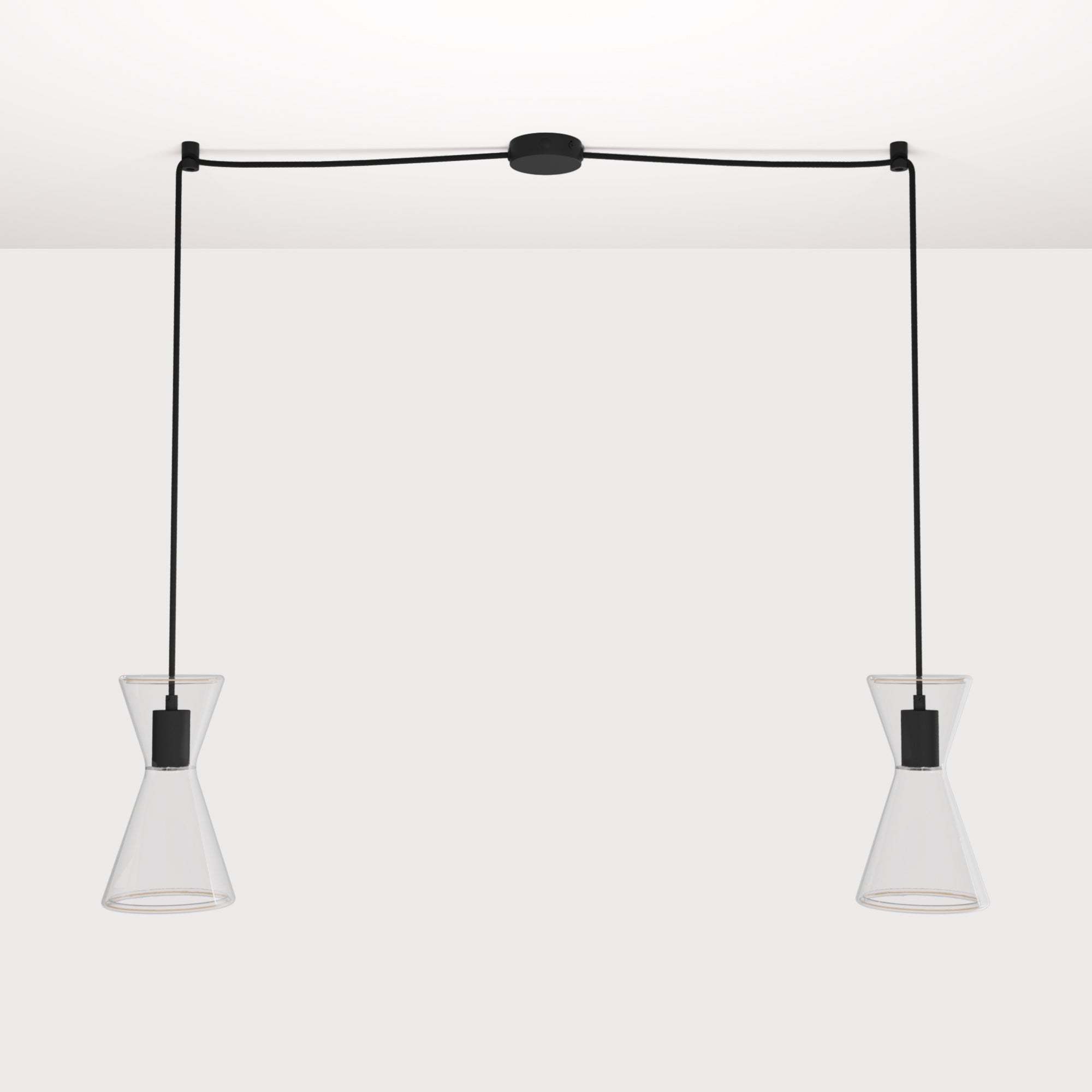 Lampada a sospensione con due cadute con Ghost Doppio cono - Nero