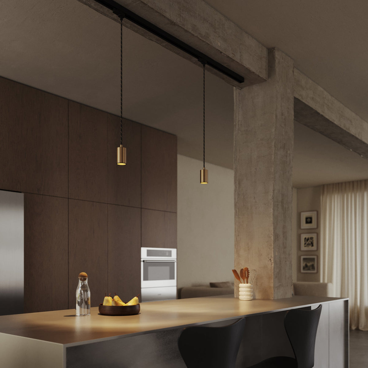 Lampada a sospensione con faretto GU10 Bispot per sistema a binario - Bronzo satinato / Nero - Creative Cables
