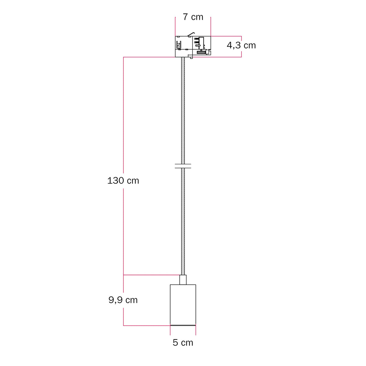 Lampada a sospensione con faretto GU10 Bispot per sistema a binario - Rame satinato - Creative Cables