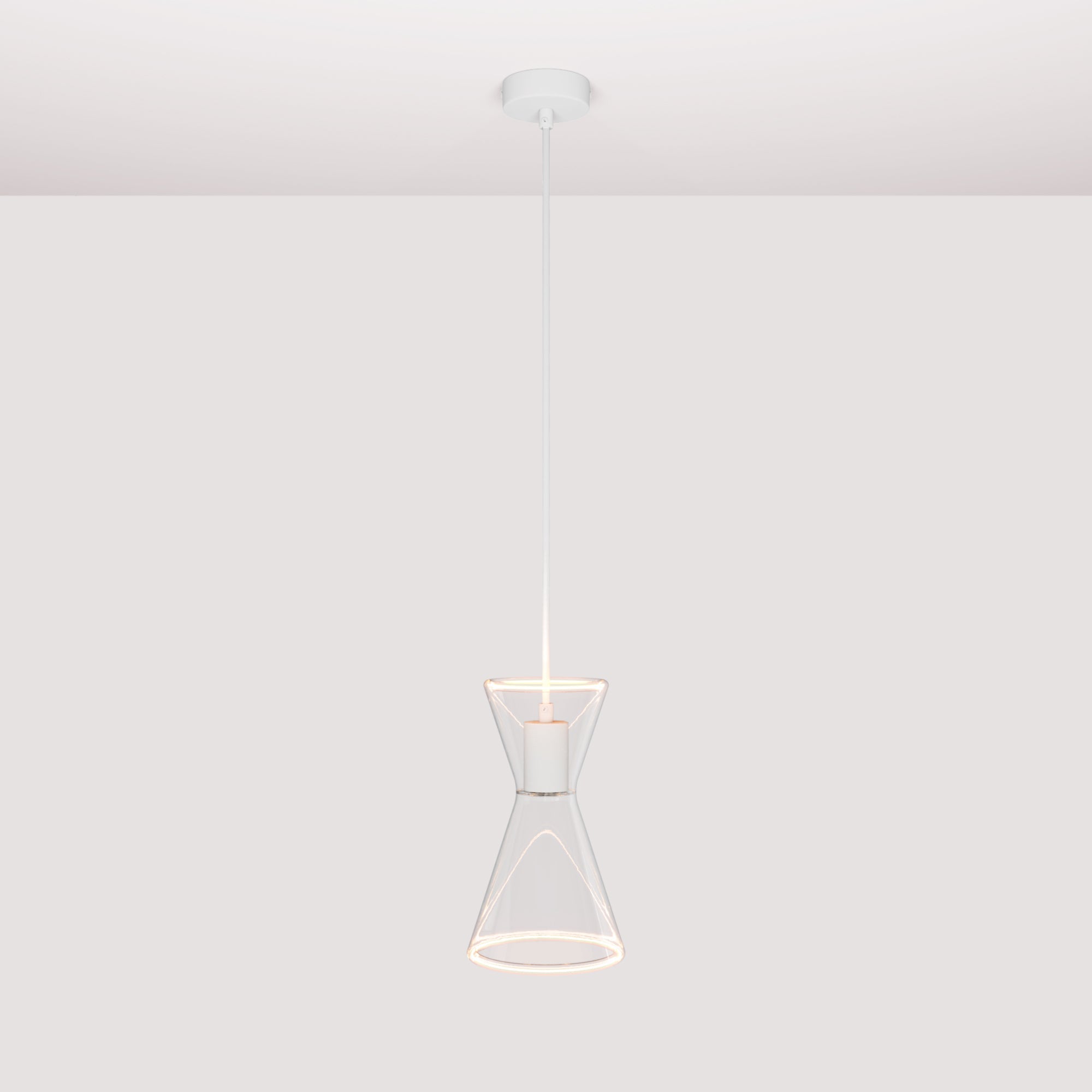 Lampada a sospensione con lampadina Ghost Doppio cono - Bianco opaco