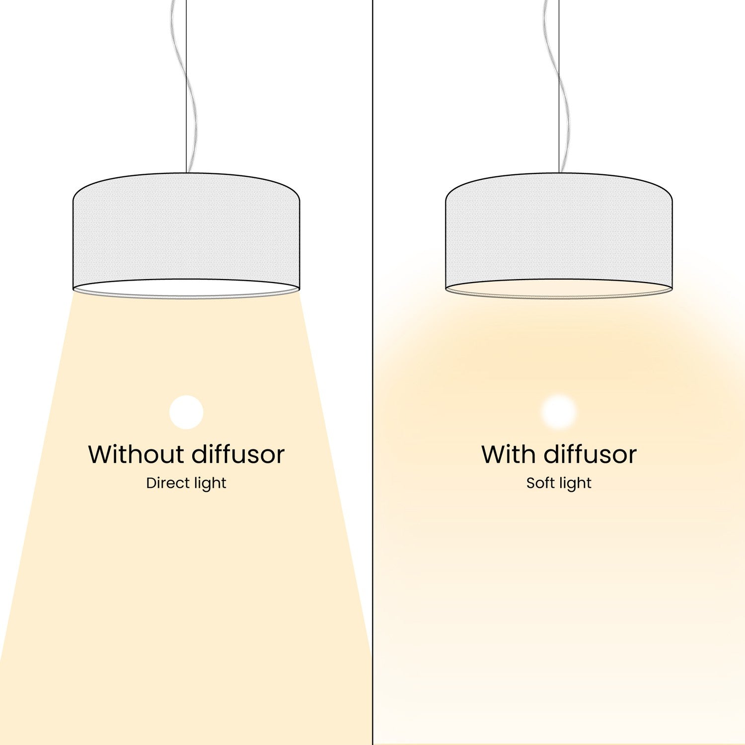 Lampada a sospensione con paralume in tessuto Cilindro Medium - Made in Italy - Lana Beige Si